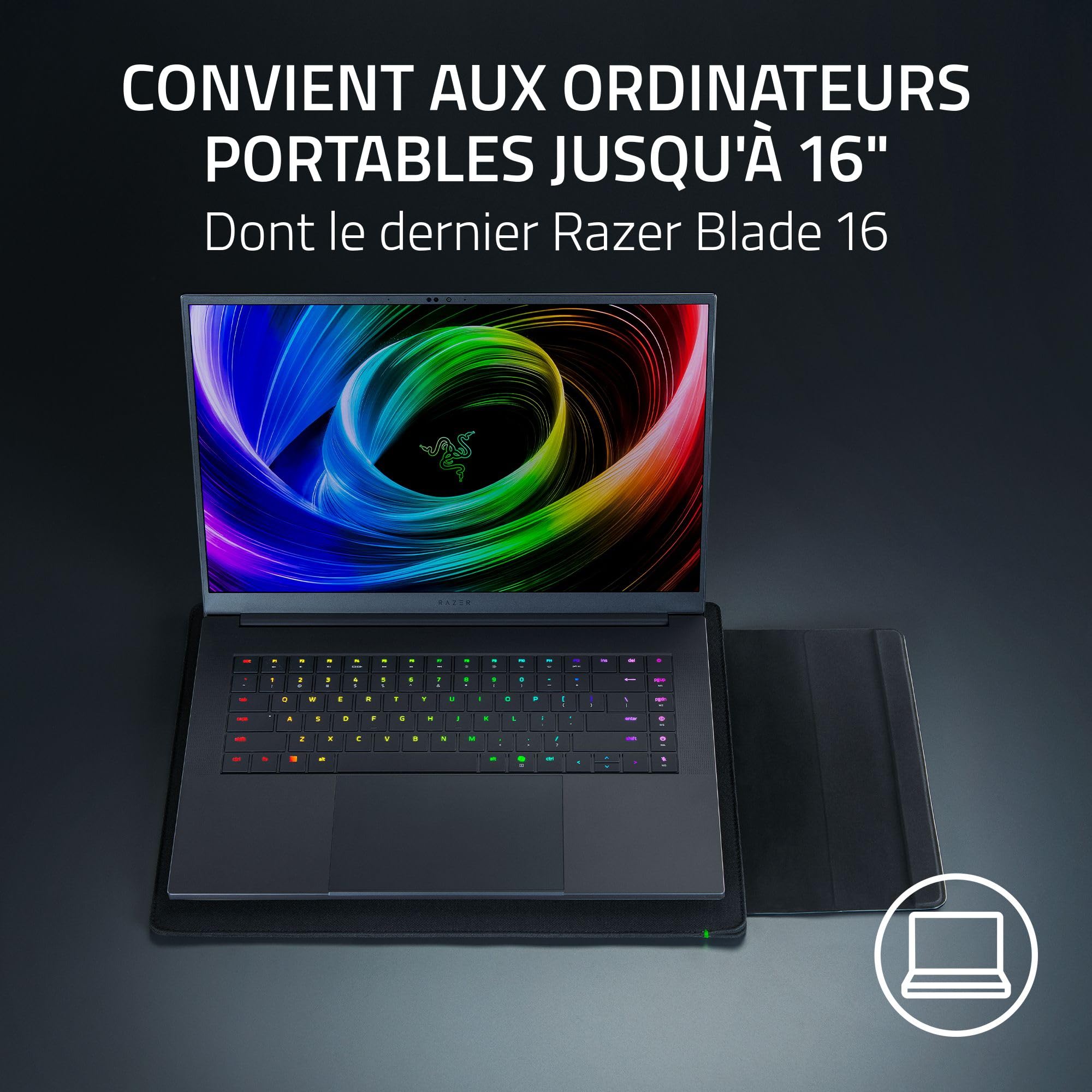 Razer Laptop Sleeve 16" - Housse rembourrée pour Ordinateurs Portables 16 Pouces - Profil Fin et Design élégant - Tissu Polyester léger et résistant - Rabat à Fermeture magnétique | Noir