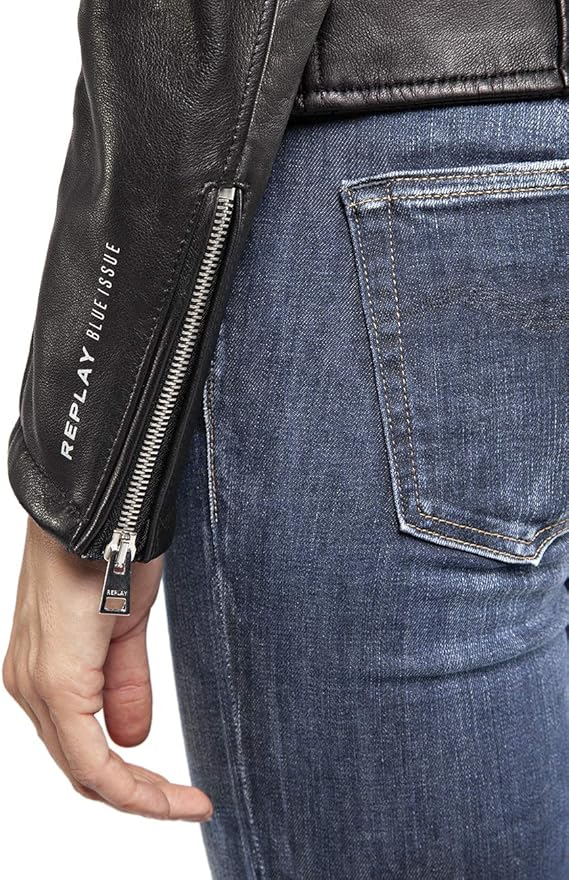 replay blue issue leather jacket