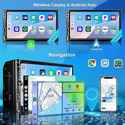 Miniatura 3 de Estéreo de auto doble DIN de 7 pulgadas con Apple CarPlay Android Auto, radio para automóvil Bluetooth 5.2, pantalla táctil IPS 1024 600, cámara de