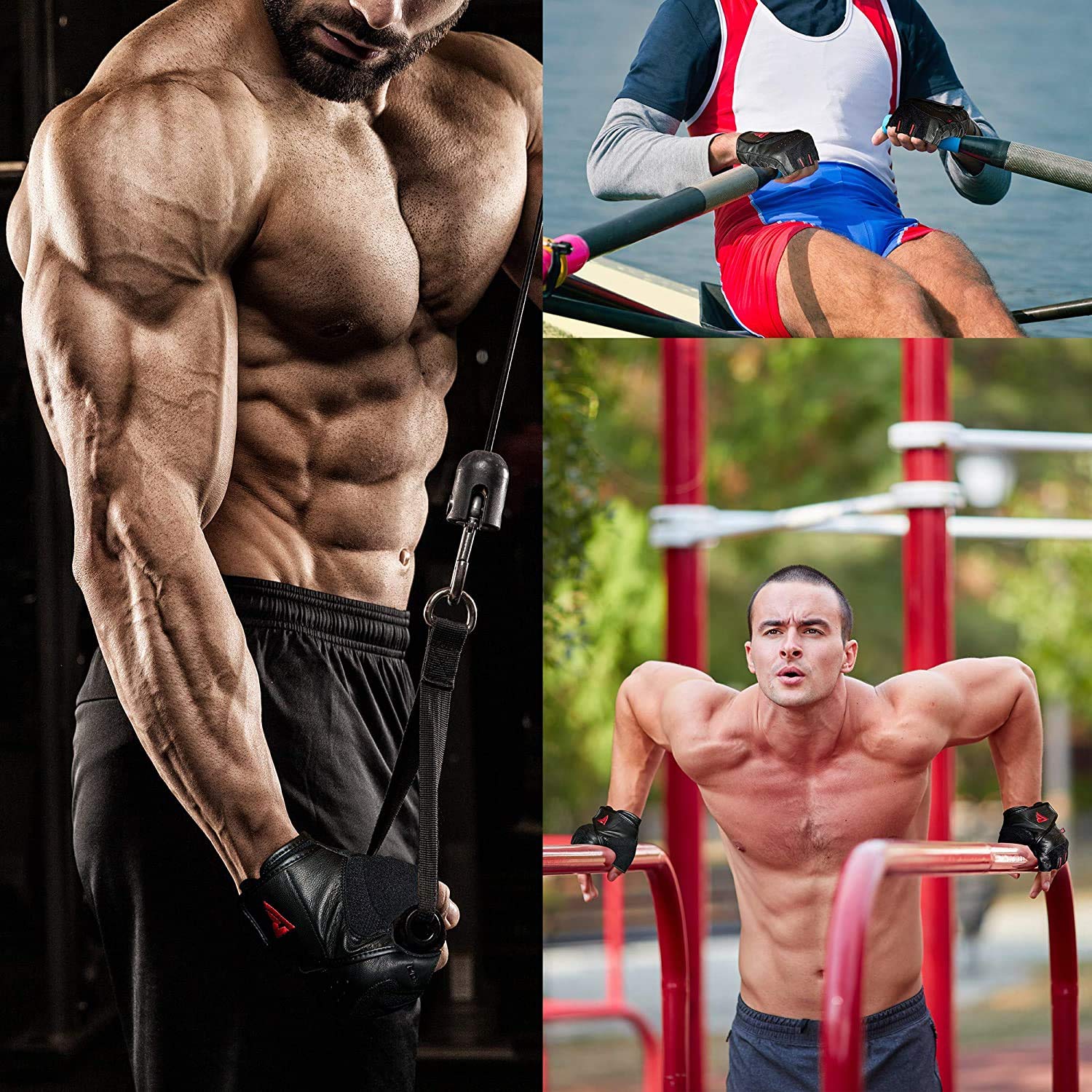 RDX Guanti da ginnastica per sollevamento pesi per allenamento, traspiranti e antiscivolo, buoni guanti da fitness per allenamento con forza, powerlifting, riempimento, sport, bilanciere e manubri