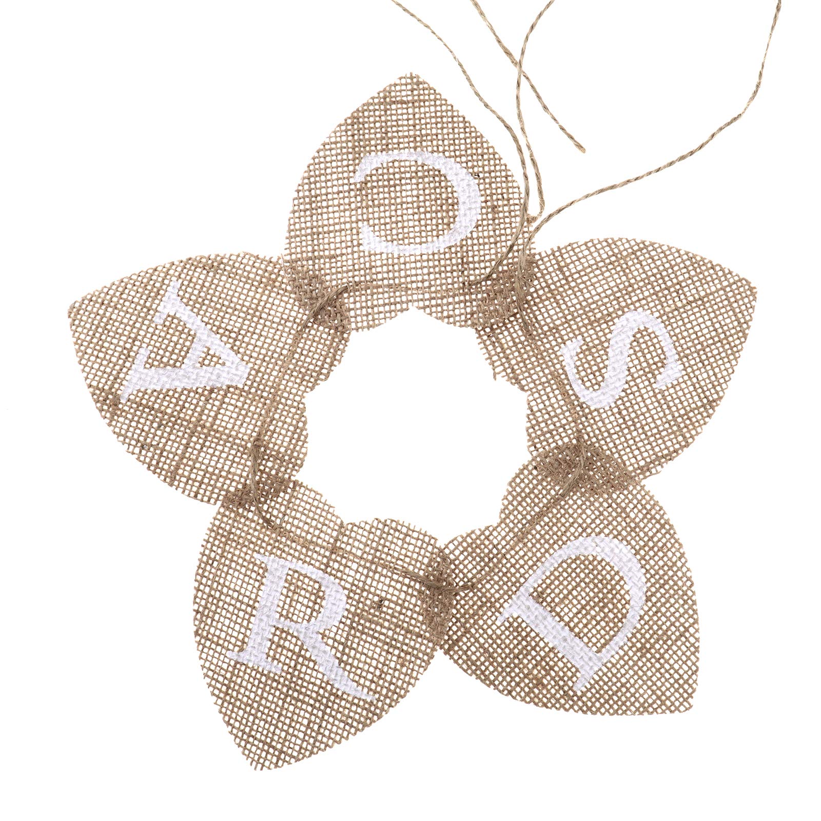Enet White/Brown Yinettech Cards Letter Bunting Banner Burlap Hearts Hanging Sign For Wedding Rustic Party
