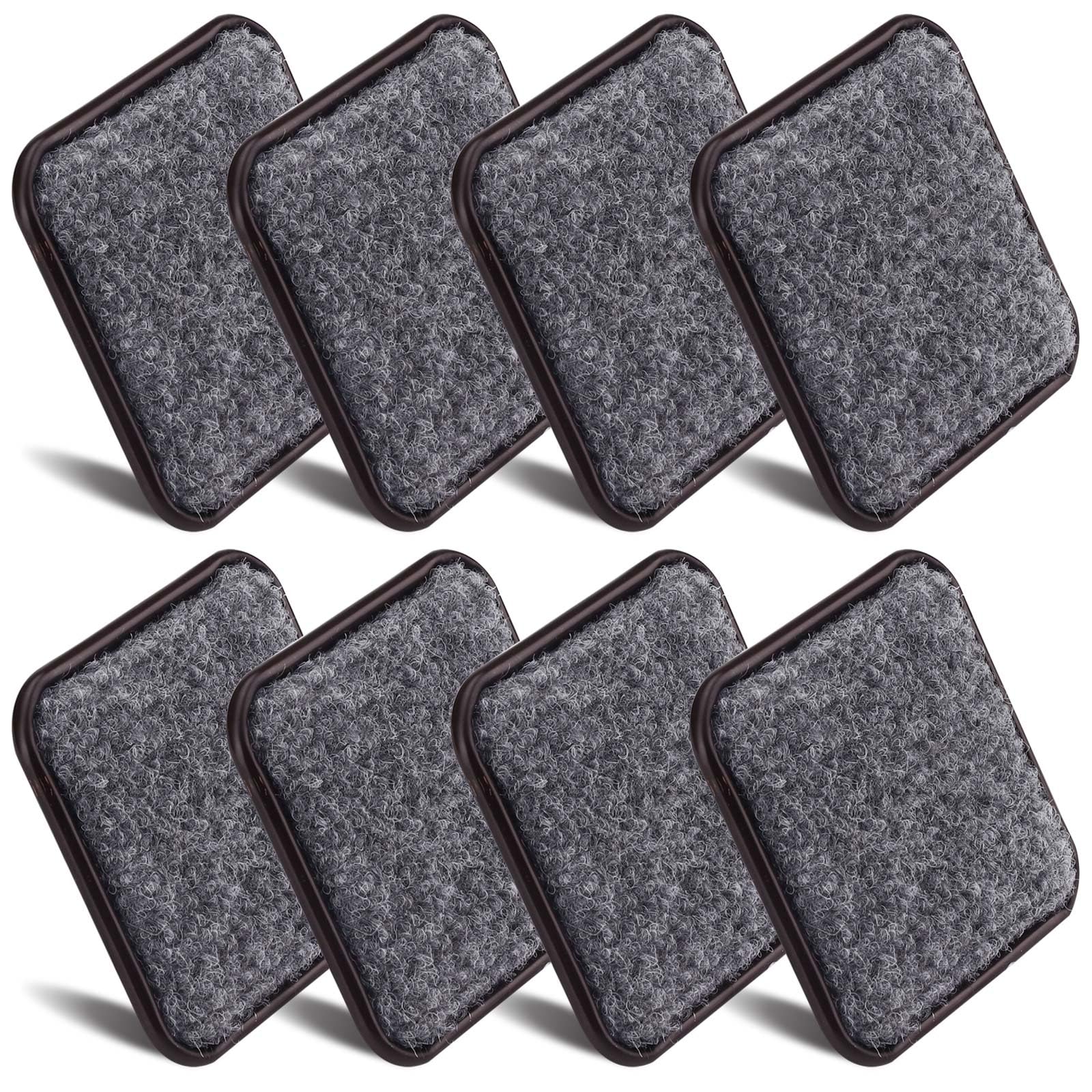 ASTIMESA 8 Pieces 2.4" Square Furniture Sliders, Heavy Duty Furniture Pads Cups with Carpet Base, Reusable Floor Protectors for Hardwood Vinyl Tile Couch Table Chair Bottom (Brown) (61mm, Square)
