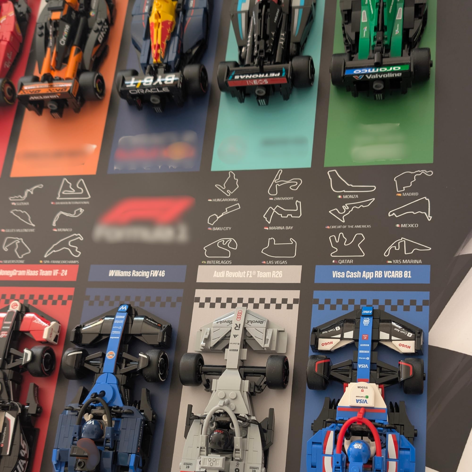 Générique Display à encadrer 50×70 cm pour collection LEGO F1 Speed Champions – Support Forex 3 mm - Décoration murale pour collectionneurs - Figurines non incluses