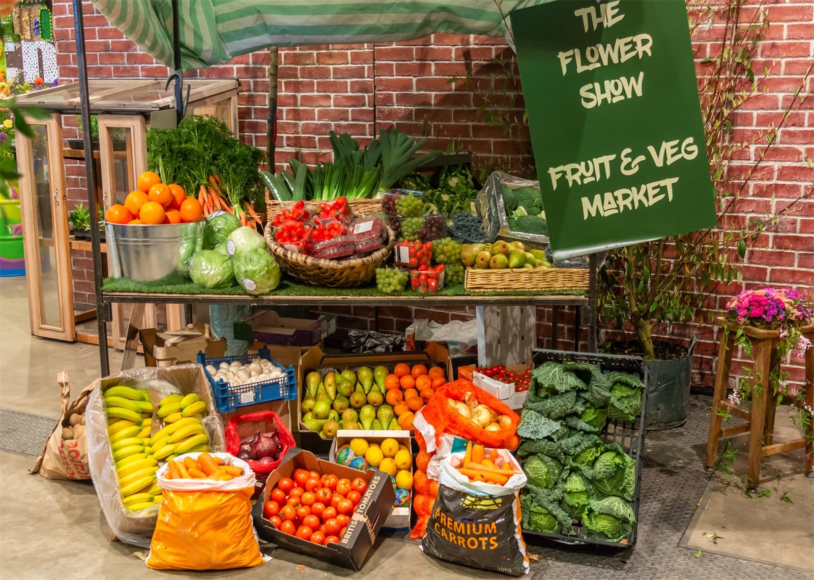 CORFOTO Grocery Store Fruits Backdrop 5x3ft Fresh Fruit Shelves Organic Food Vegetables Photography Background for Farm Market Healthy Food Themed