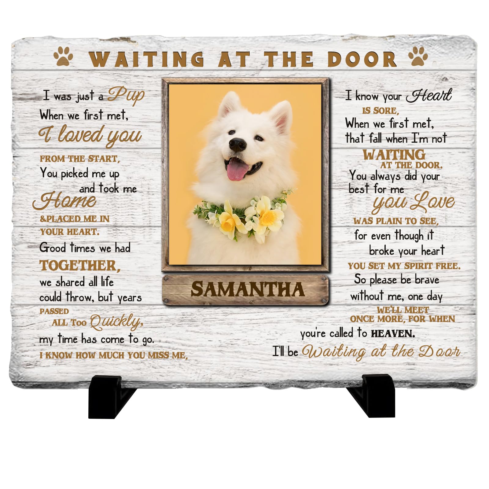 Personalized Pet Memorial Stone Custom Dog Memorial Gifts for Loss of Dog with Photo Name Date Dog Remembrance Gift Loss of Dog Sympathy Gift for Dog Cat Lovers (WS07)