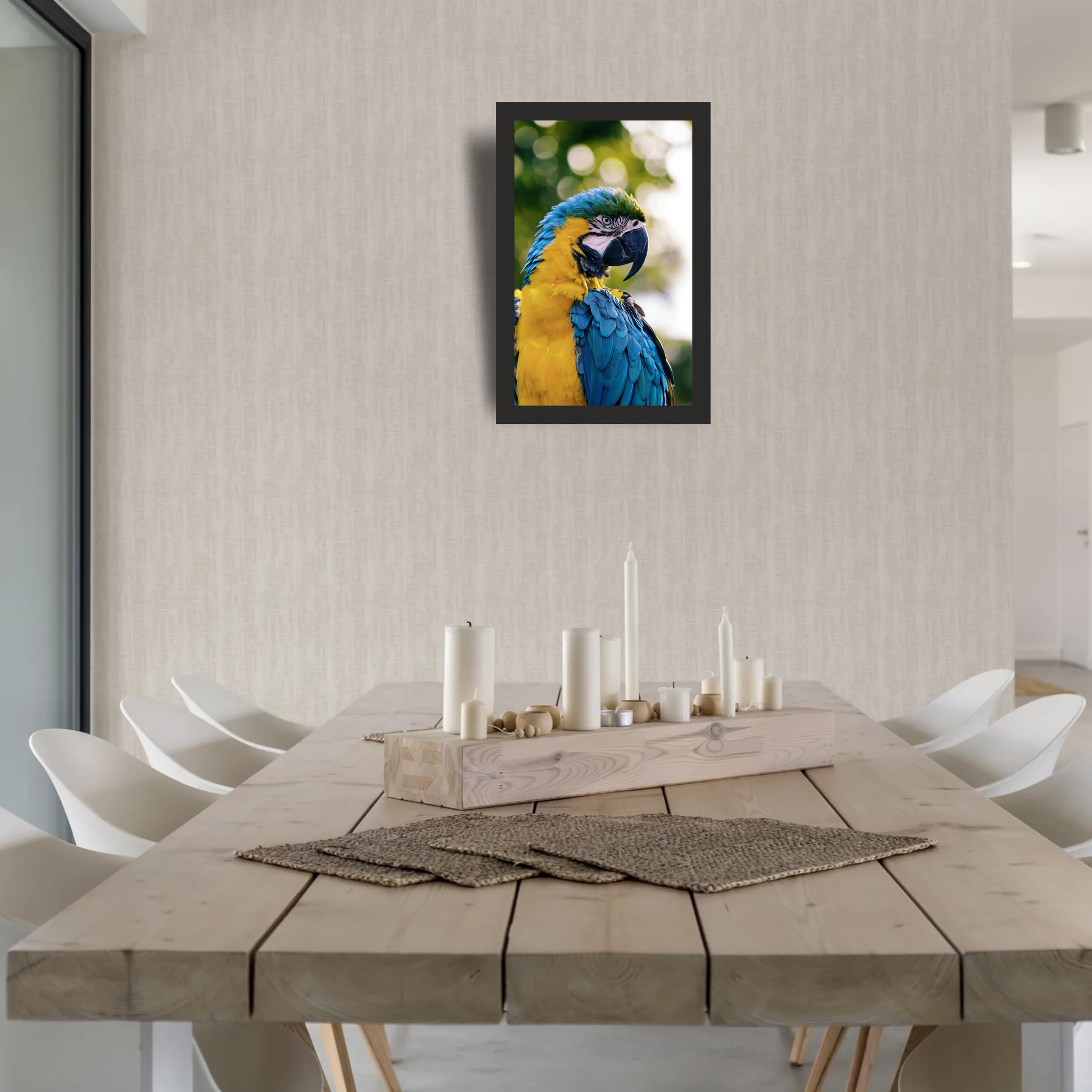 Blue and Yellow Macaw Wall Art Frame 12x18 Inch