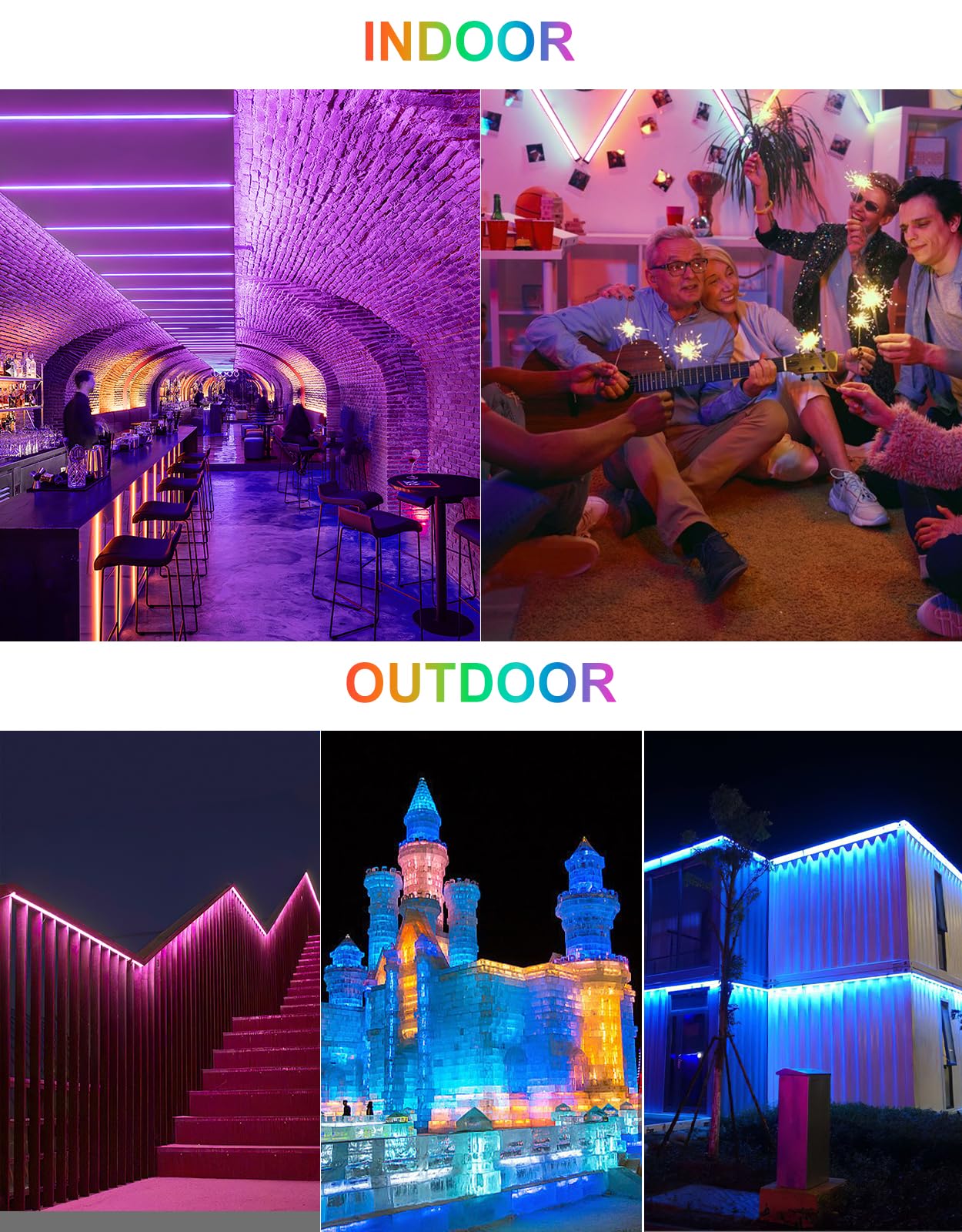 CLV Faretto LED RGB Esterno 42W, Barra LED RGB da Esterno con Telecomando 360° RF Impermeabile IP66, 10 Colori Cambia 30 Modalità Dinamiche 6 Luminosità, Memoria Funzione, Luce RGB per Esterni Festa