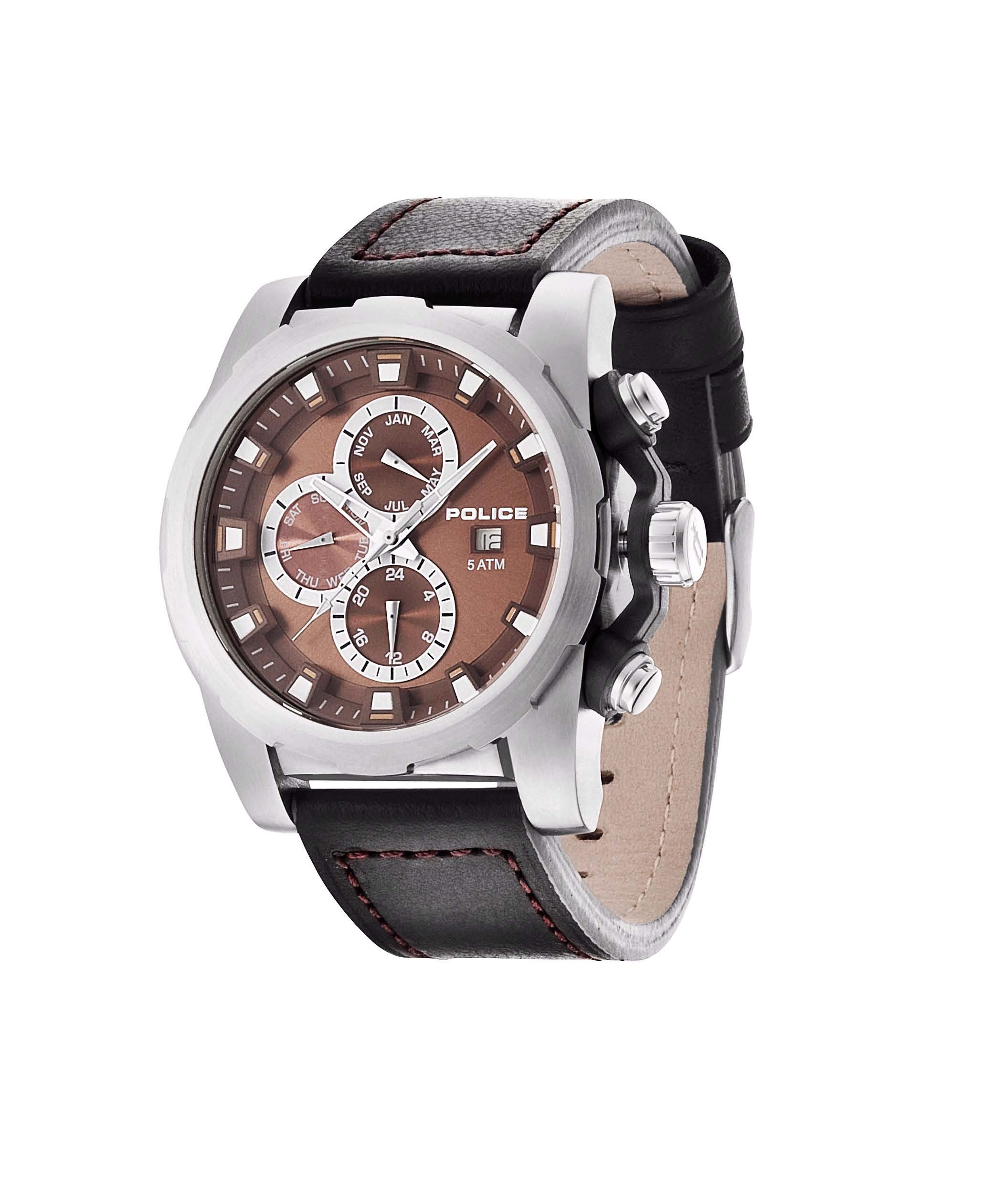 Police Herren-Armbanduhr XL Speedster Analog Quarz Leder PL.13889JPBS/04