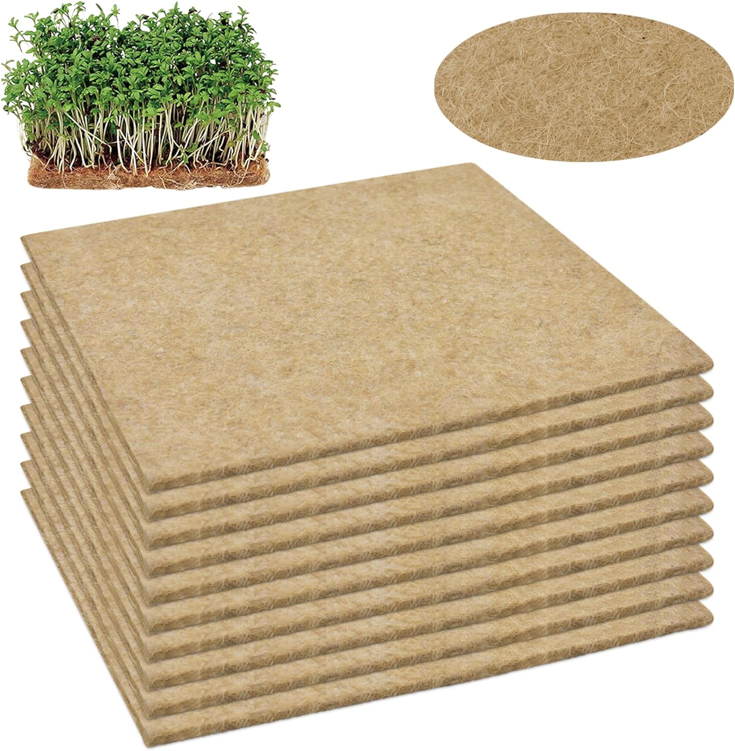 Halatool 10PCS Jute Grow Mat,Natural Hemp Mats for Growing