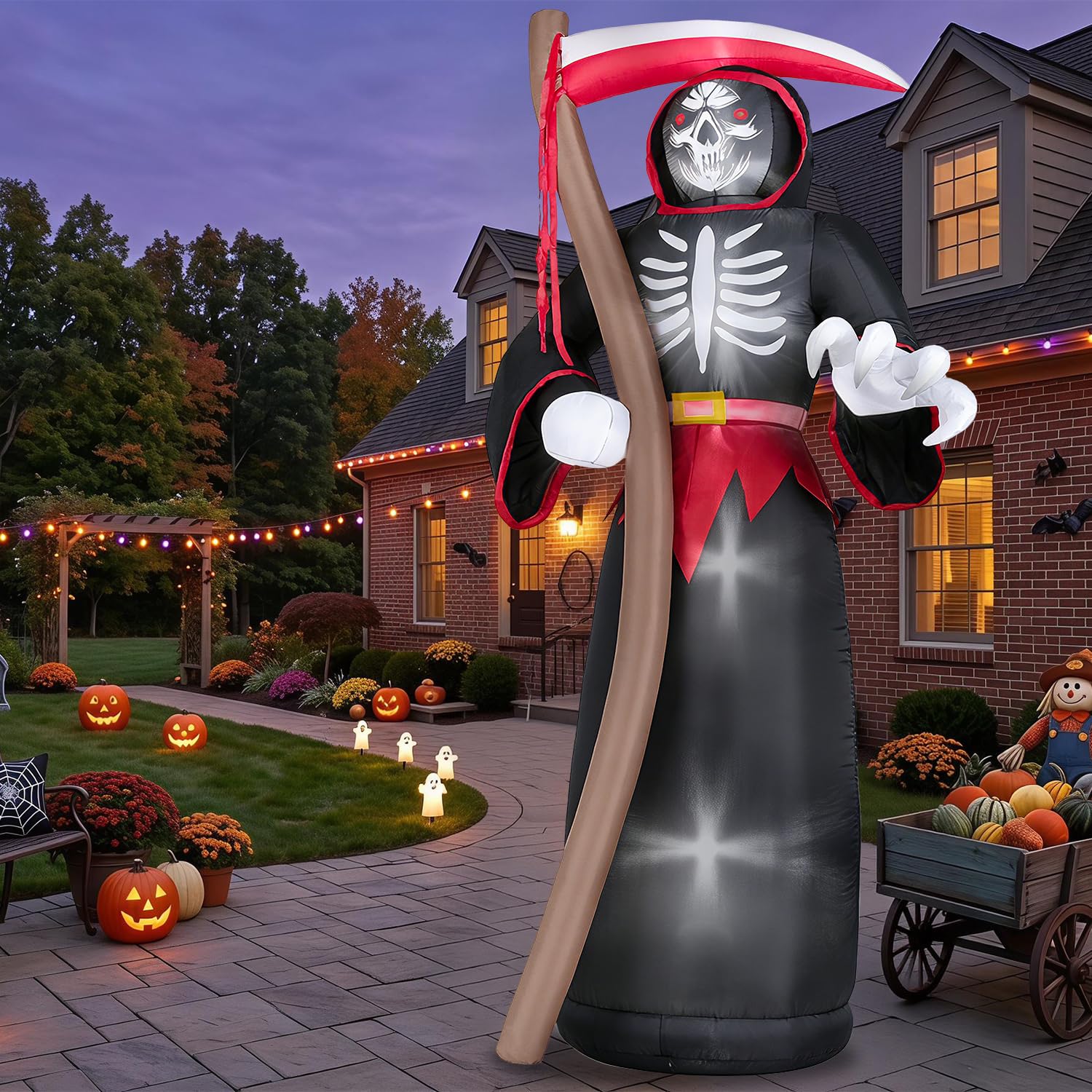 8FT Halloween Inflatable Grim Reaper LED Outdoor Yard Lawn Blow Up Decor