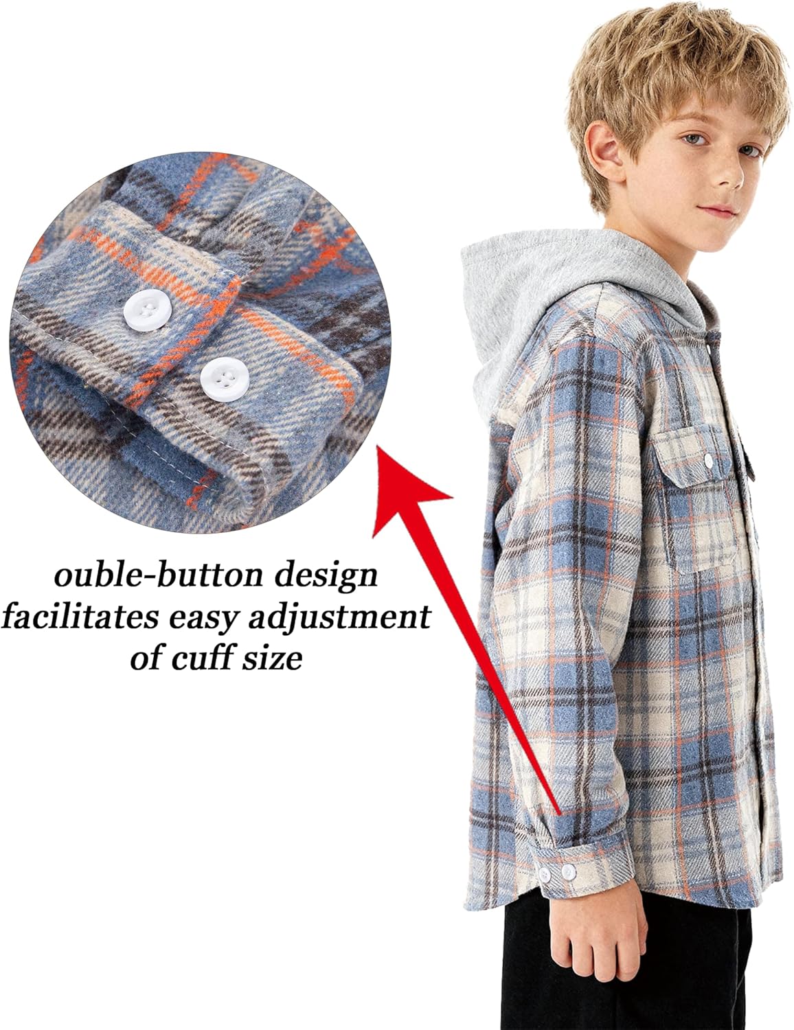 Weecreeture Boys Flannel Plaid Shirts with Hooded,Long Sleeves Button Down Shirts for Boys Fall Jacket - Image 5