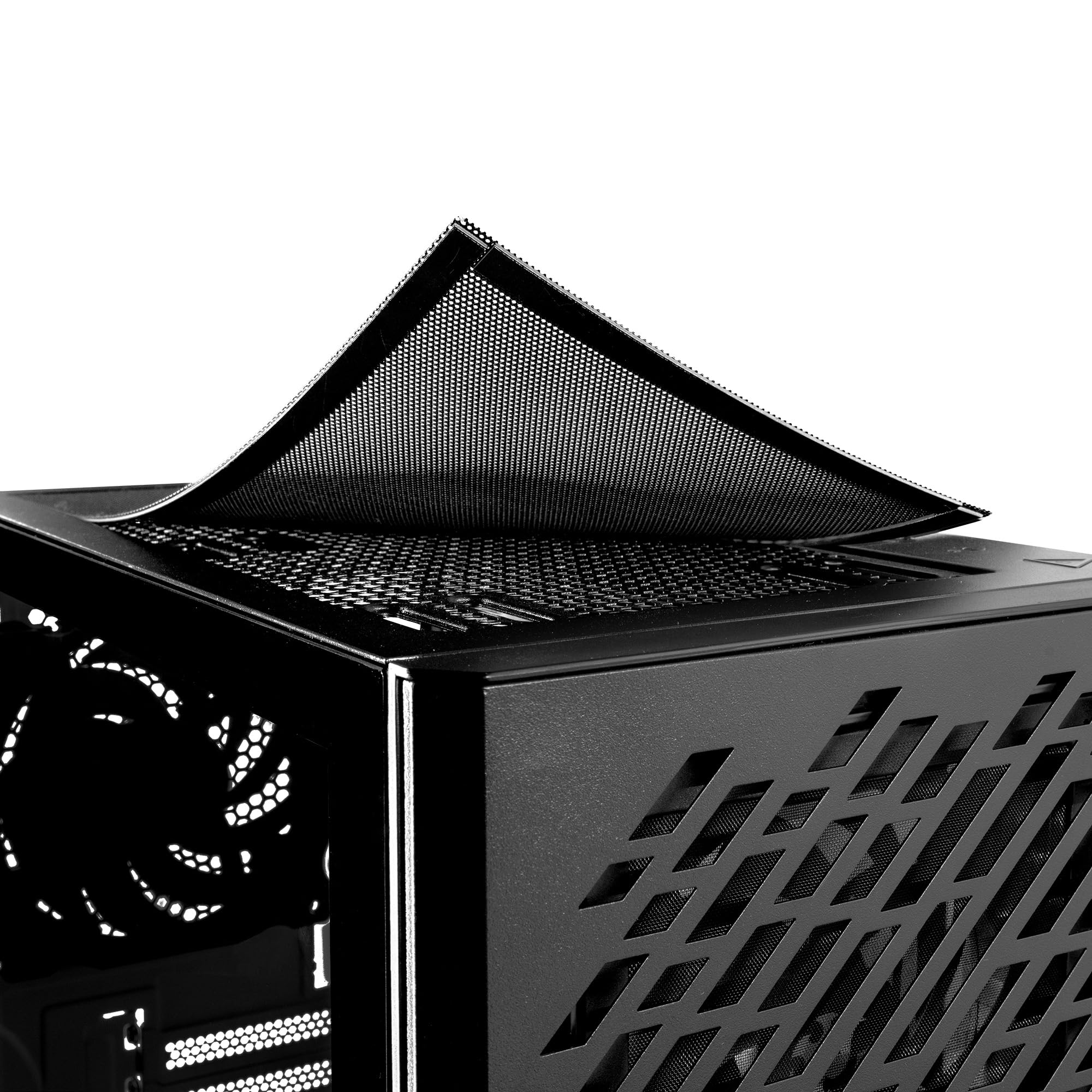 XPG Valor Air - Caja compacta para PC ATX Midi Tower (Panel Frontal de Malla magnética con diseño de patrón de Tallado aerodinámico, Filtro de Polvo extraíble, Ventiladores de 4 x 120 mm instalados,