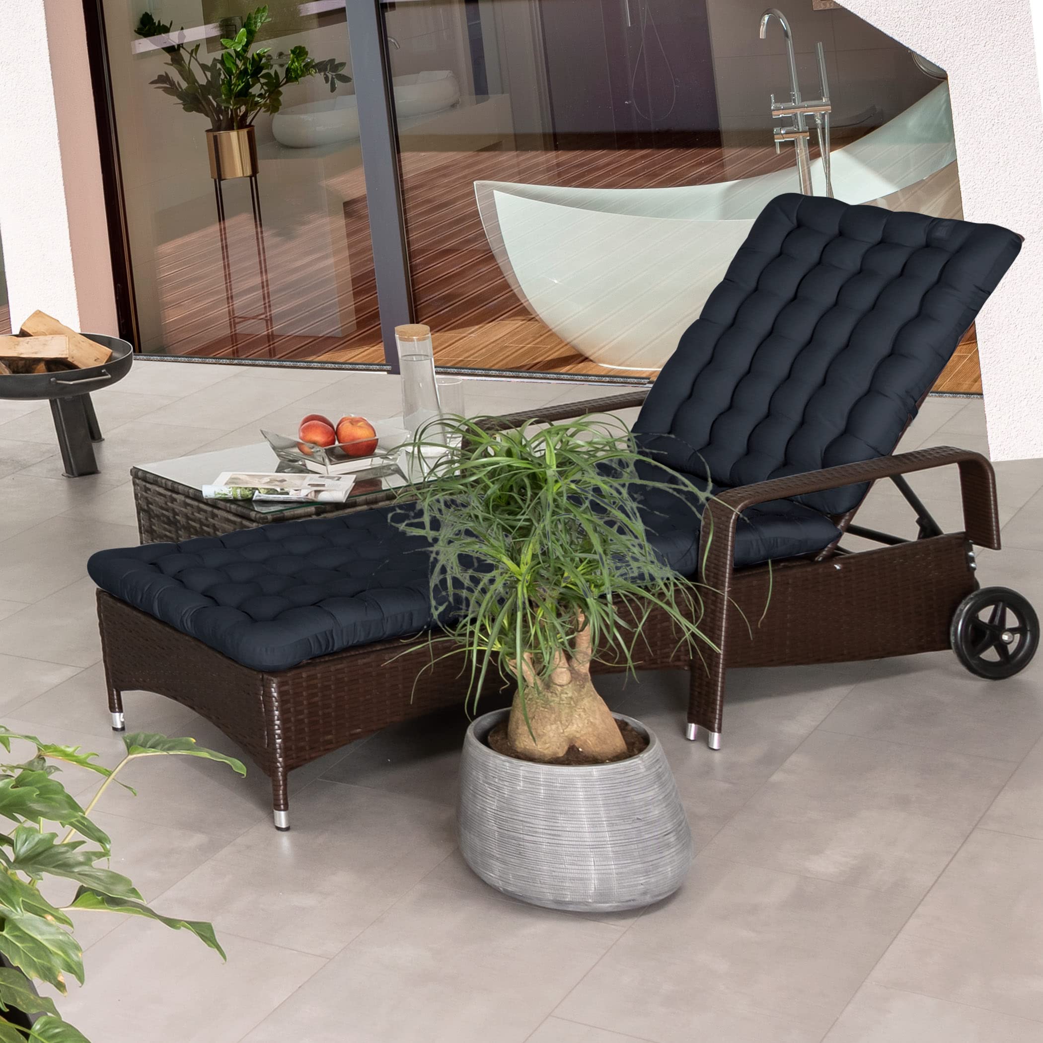 Cojín Para Tumbona 120x48cm - Acolchado Grueso, Antideslizante, Ideal Para Jardín, Piscina O Terraza, ¡Super Cómodo!
