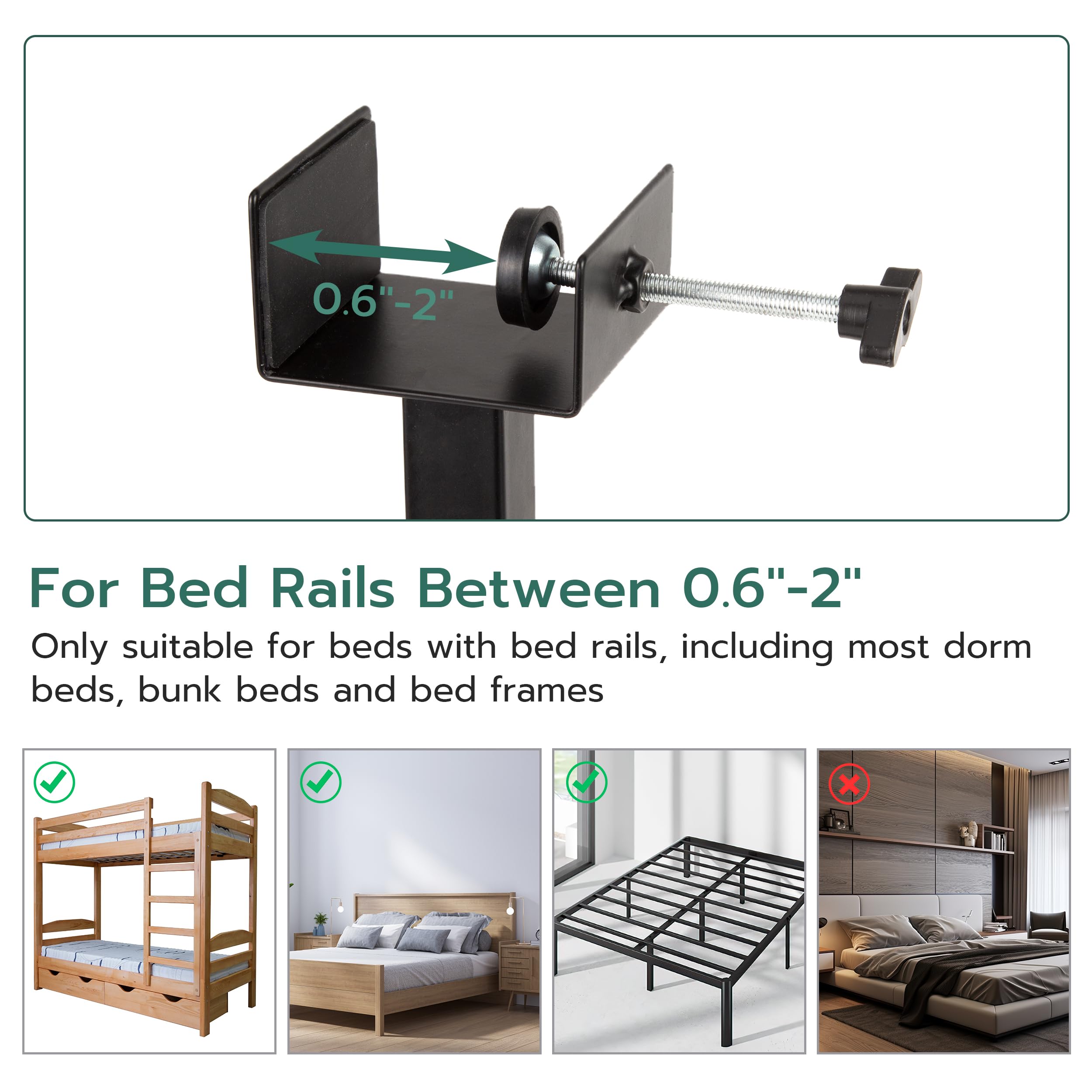 Yumkfoi 2-in-1 Bedside Shelf, Height Adjustable Bunk Bed Shelf Table for Top Bunk, Wooden Clip On Nightstand Tray Table Caddy Organizer for Bedroom College Dorm Essentials (Rotatable & Liftable)