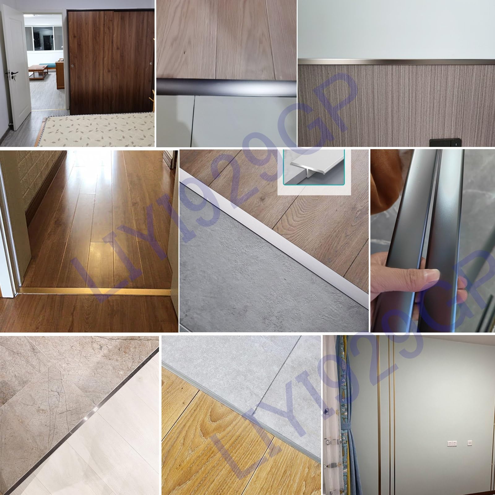 Tira de transición de suelo de aluminio, moldura en T, barra de transición para suelos de garaje, moldura de puerta de vinilo laminado, revestimiento de borde de puerta, listón de umbral (dorado, 900