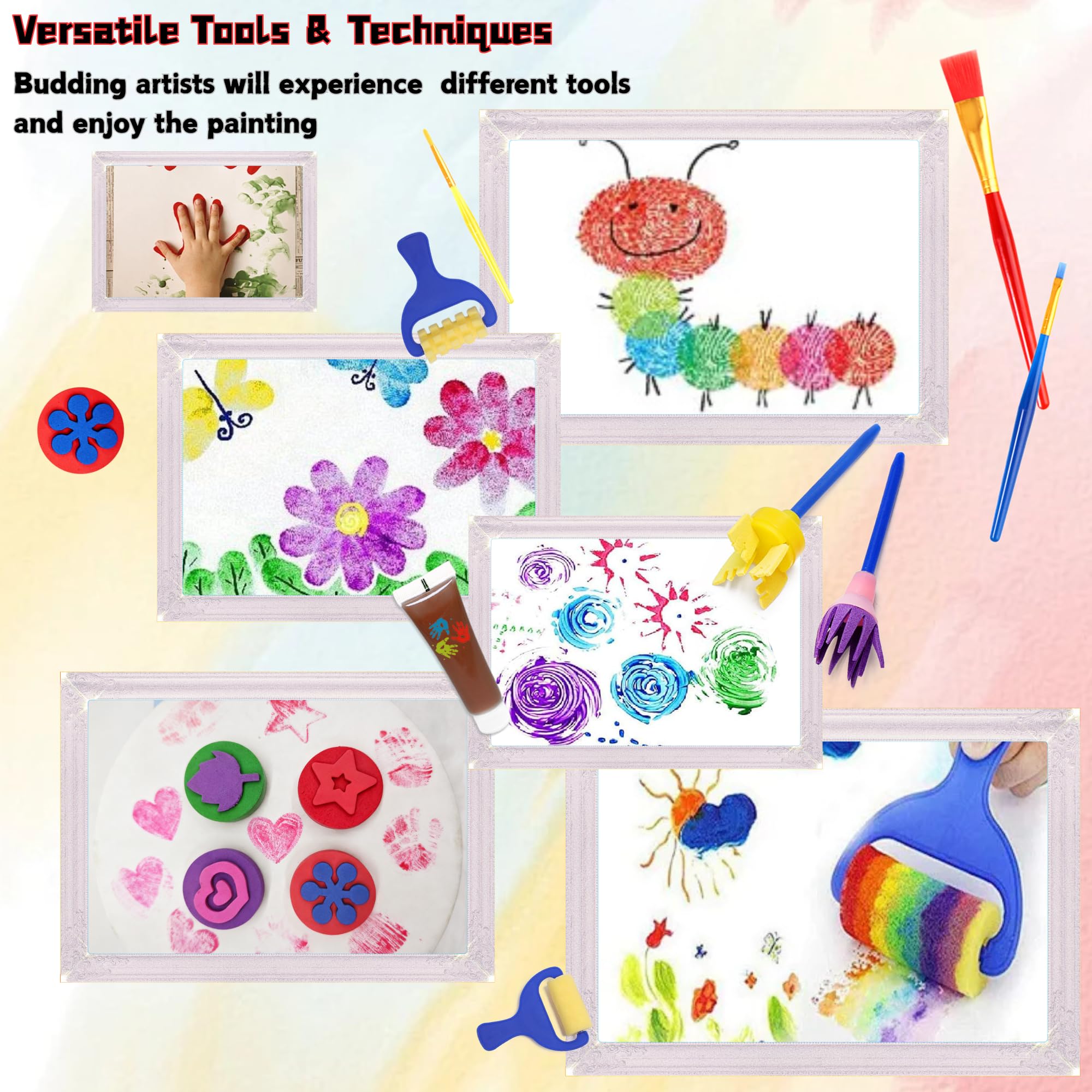 Lubibi Peinture au doigt pour tout-petits,Lavable pour Enfant Non Toxique Kit,12 couleurs, fournitures de peinture d'art sûres pour enfants,Apprentissage Précoce Petits Cadeau