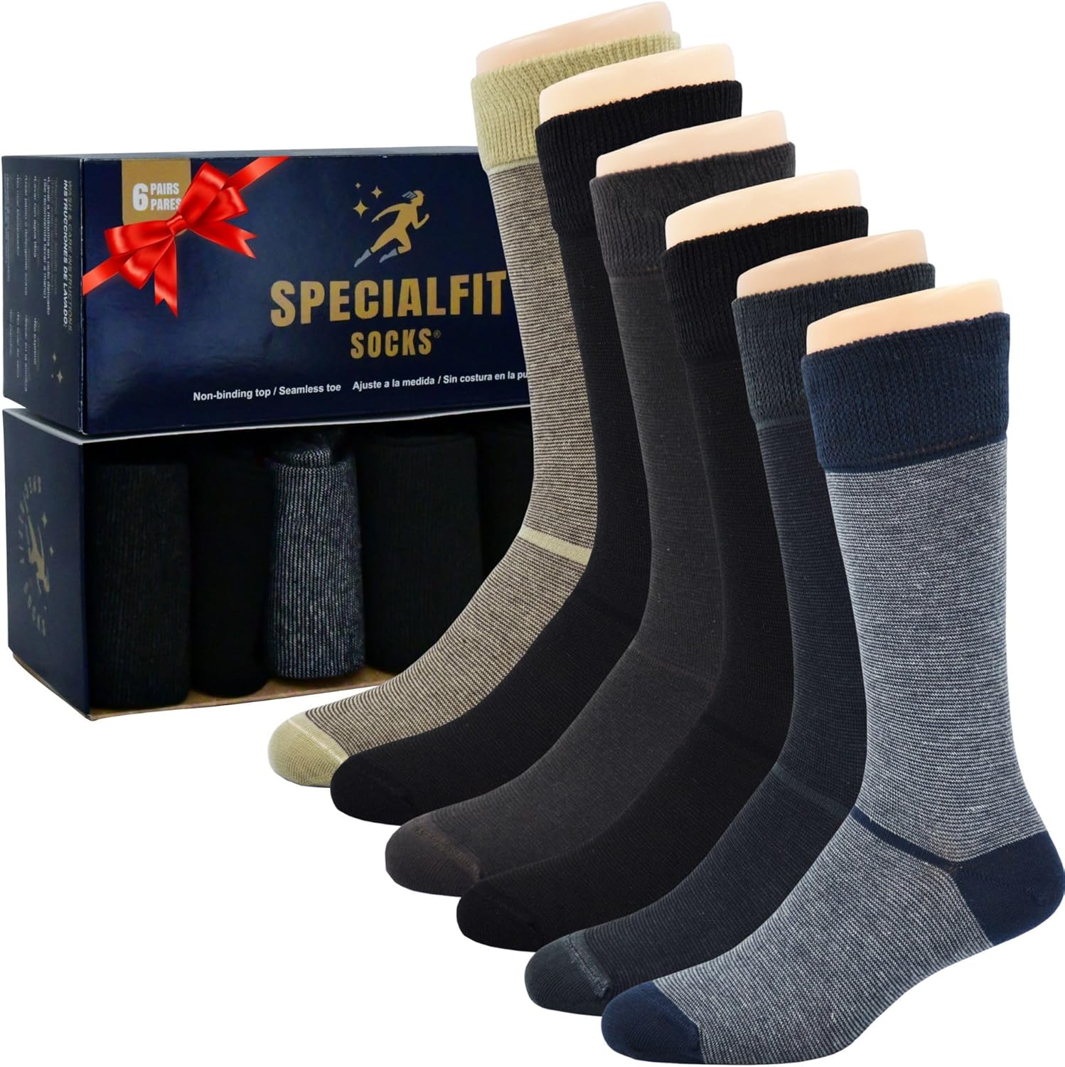 Diabetic socks for men, Non binding cotton socks, Extra Wide Socks,Premium Diabetes care,Soft Neuropathy socks, 6 Pairs