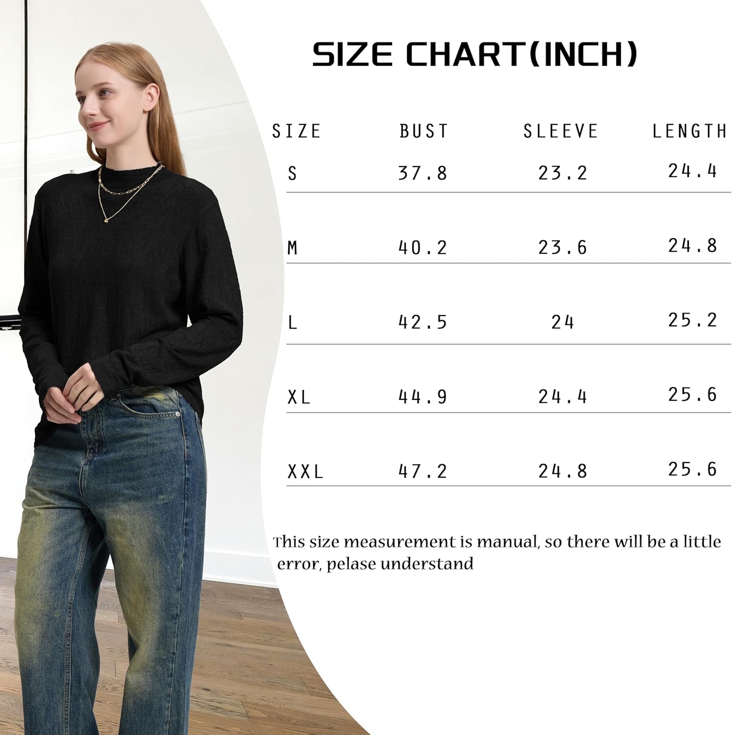 Women's Lightweight Pullover Sweater Mock Turtleneck Solid Color Irregular Texture Long Sleeve Ribbed Knit Tops - Image 6