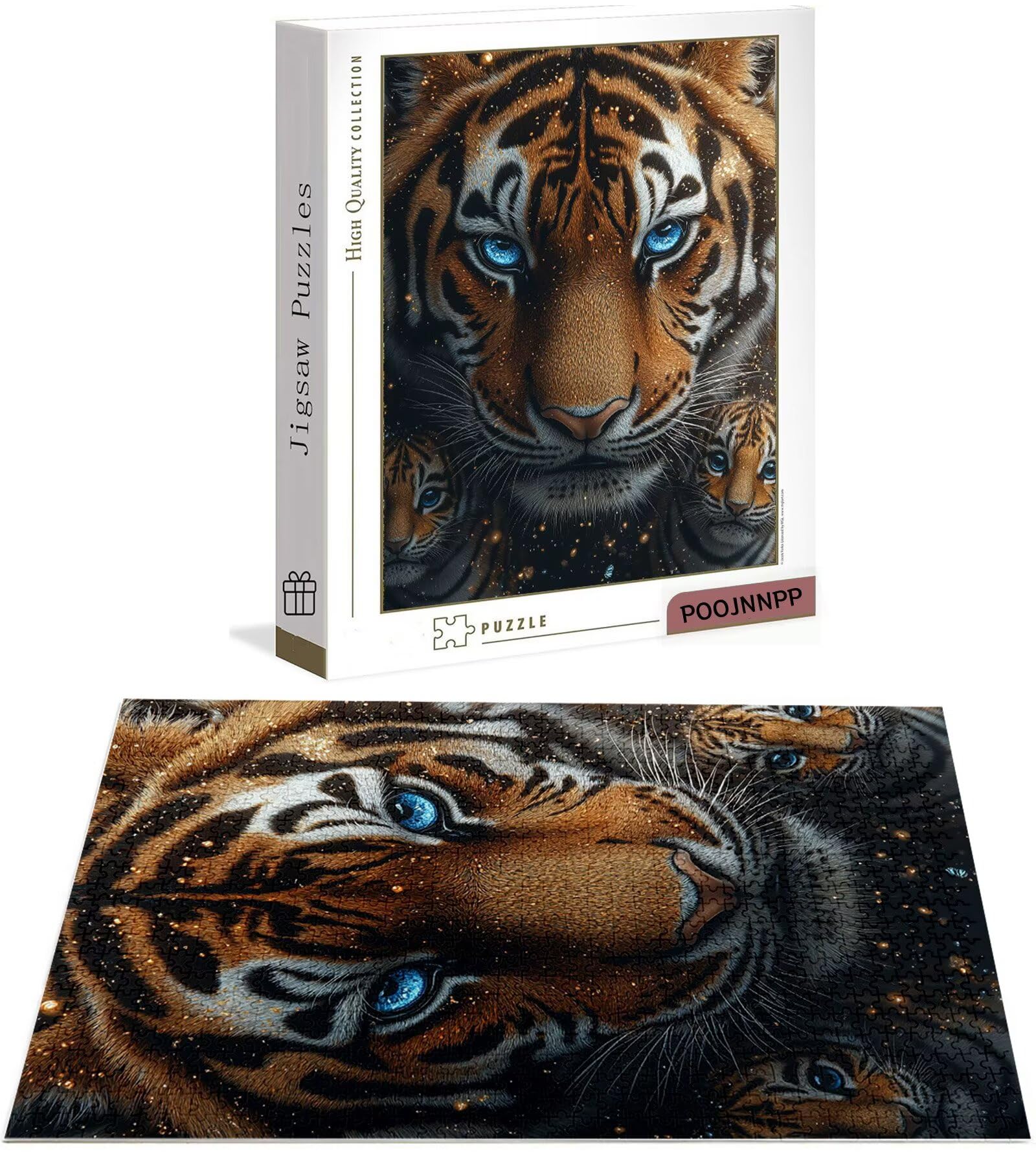 Puzzle Tigre Puzzle 1500 Pezzi Jigsaw Adulti DIY Classici Gioco, Puzzles a Forma di Animale, Giochi Rilassamento e Intelligence per Ragazzi da 14 Anni 87 x 57 cm/1500 pcs con Regalo in Legno B-5305