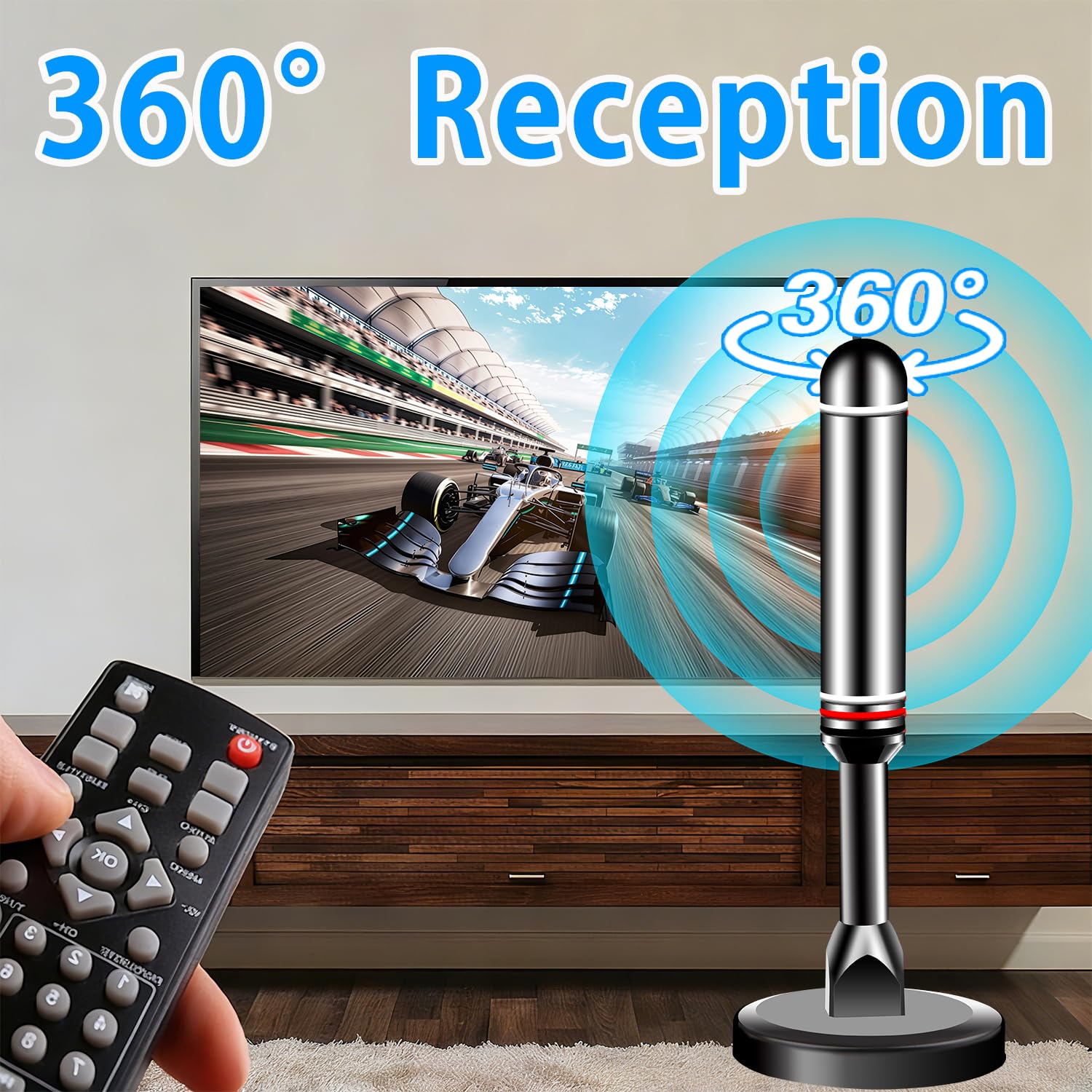 Antenna TV per Smart TV da interni, antenna digitale per canali locali, supporto 4k 1080p con forte base magnetica, ricezione a lungo raggio per TV vecchi/HD