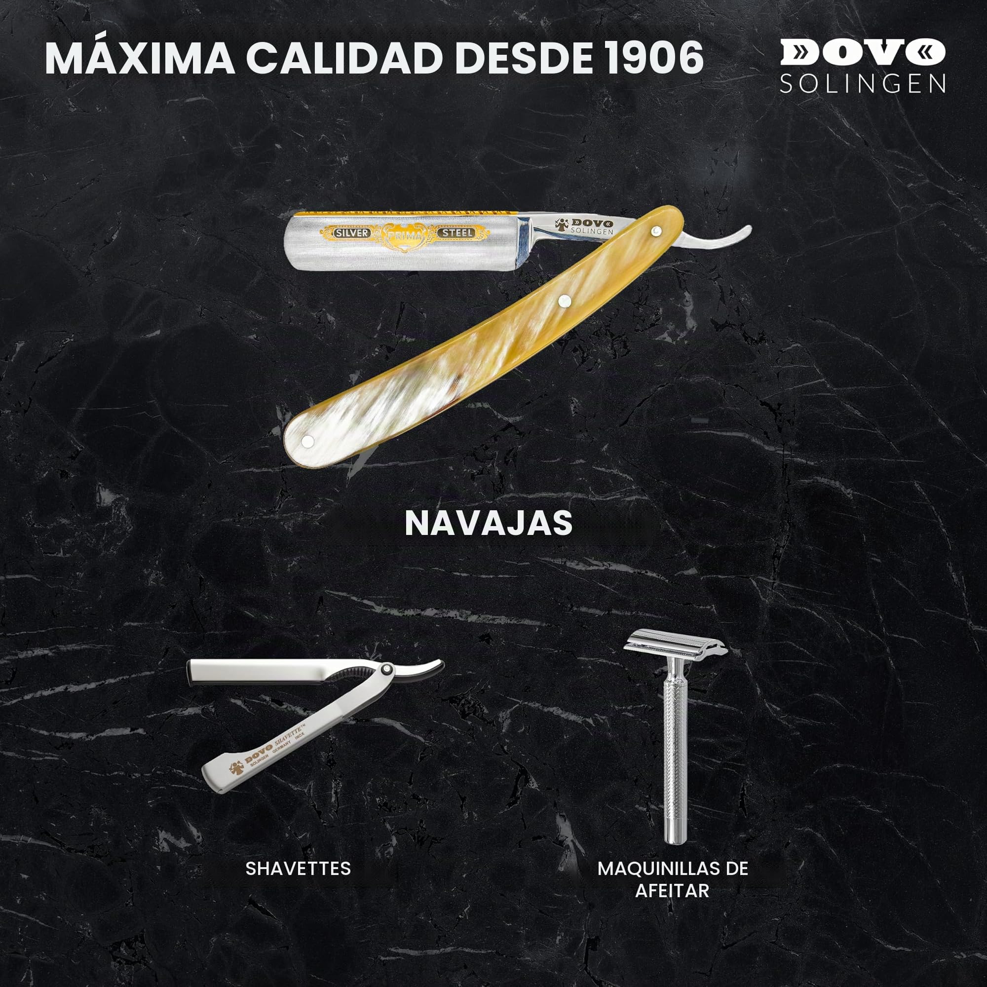 Navaja de afeitar DOVO Solingen - Navaja recta de acero al carbono - 5/8 de pulgada - Cabeza redonda - Afilado completo hueco - Navaja de barbero DOVO Solingen