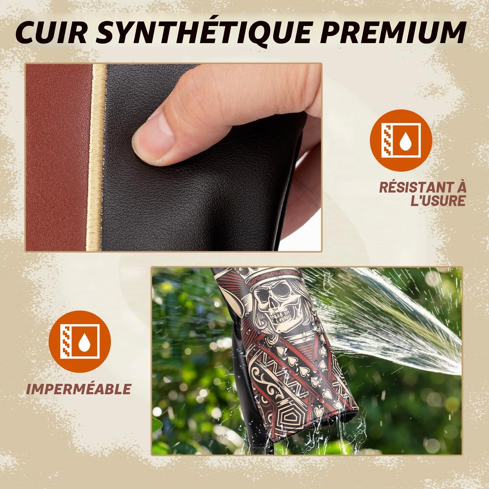Couvre-club de golf en bois pour conducteur/parcours/hybride/putter 1FH Fermeture élastique Noir Cuir PU Squelette King