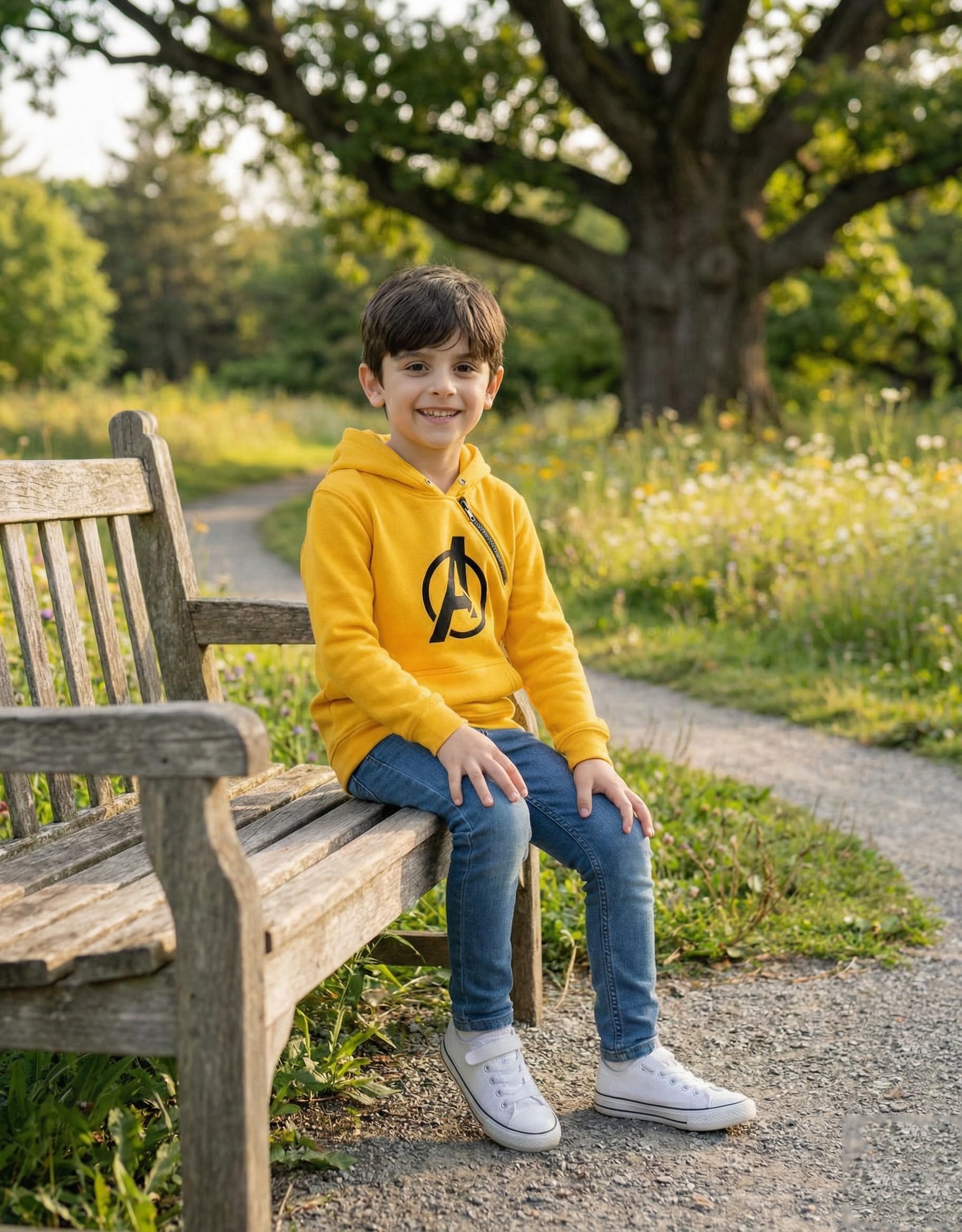 More & More Men & Women Regular Fit Cotton Neck Hooded Sweatshirt (Avengers Hoodies_Yellow-Kids 3