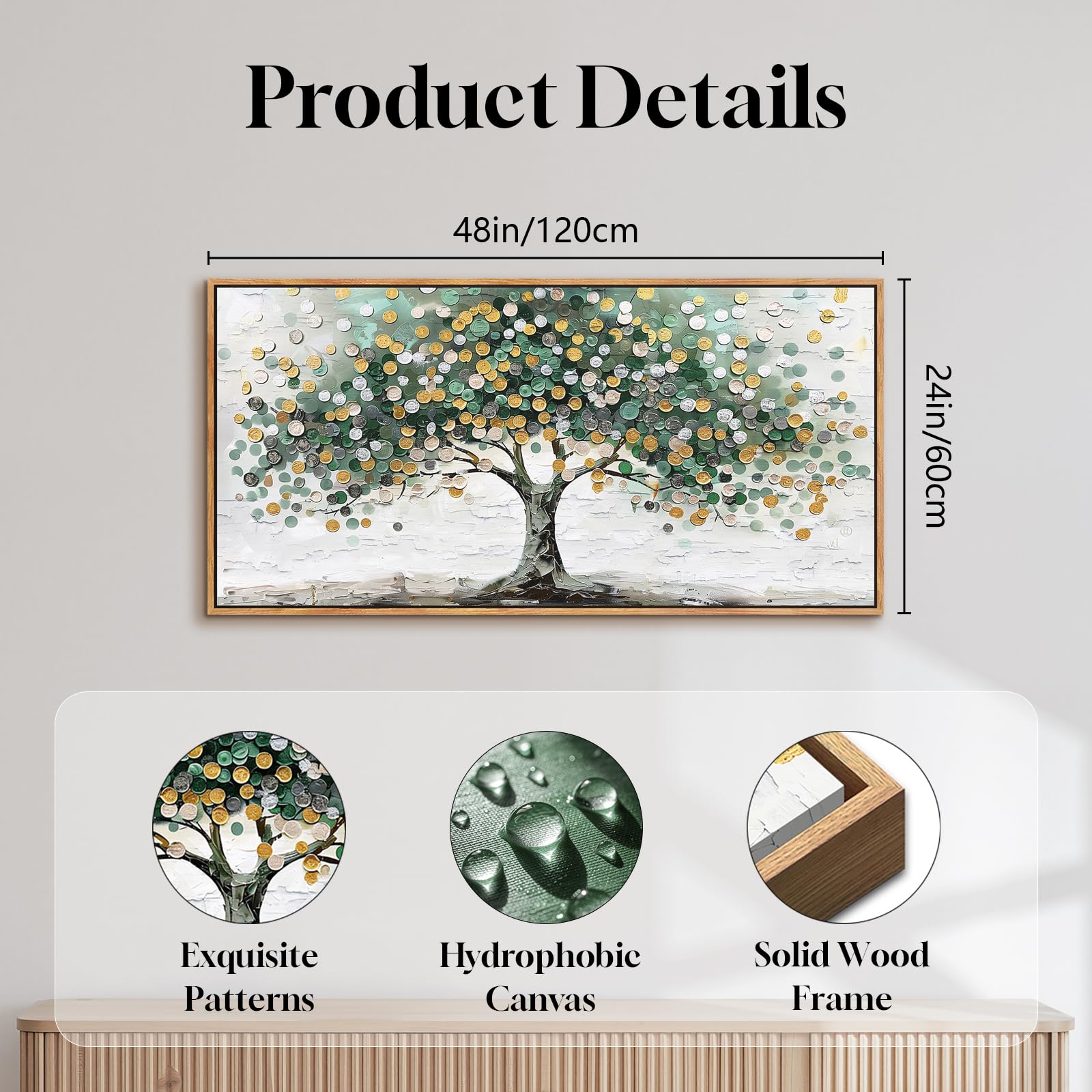 SERIMINO Quadro con Cornice Moderni Albero Della Vita Soggiorno 60x120 cm