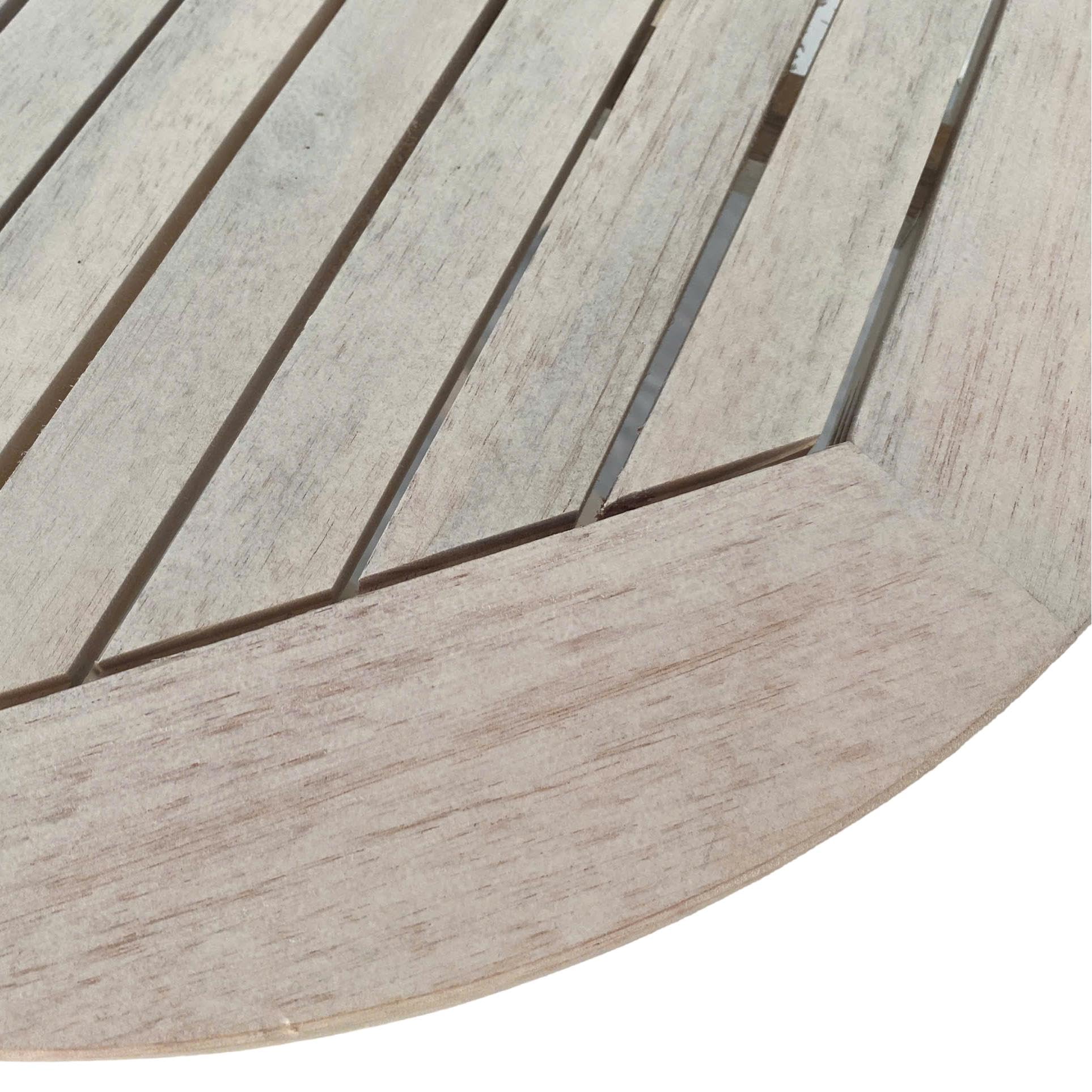 ESTEXO Gartentisch Balkontisch Beistelltisch 48 cm Rund Akazienholz Klapptisch Tisch Holztisch Weiß lasiert