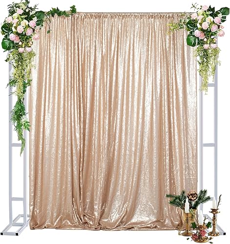 DUOBAO Telón de Fondo de Lentejuelas 4x7 Pies Cortina-Telón-de-Fondo-de-Lentejuelas Champán Fondo con Purpurina Telones de Fondo para Fotos Pared