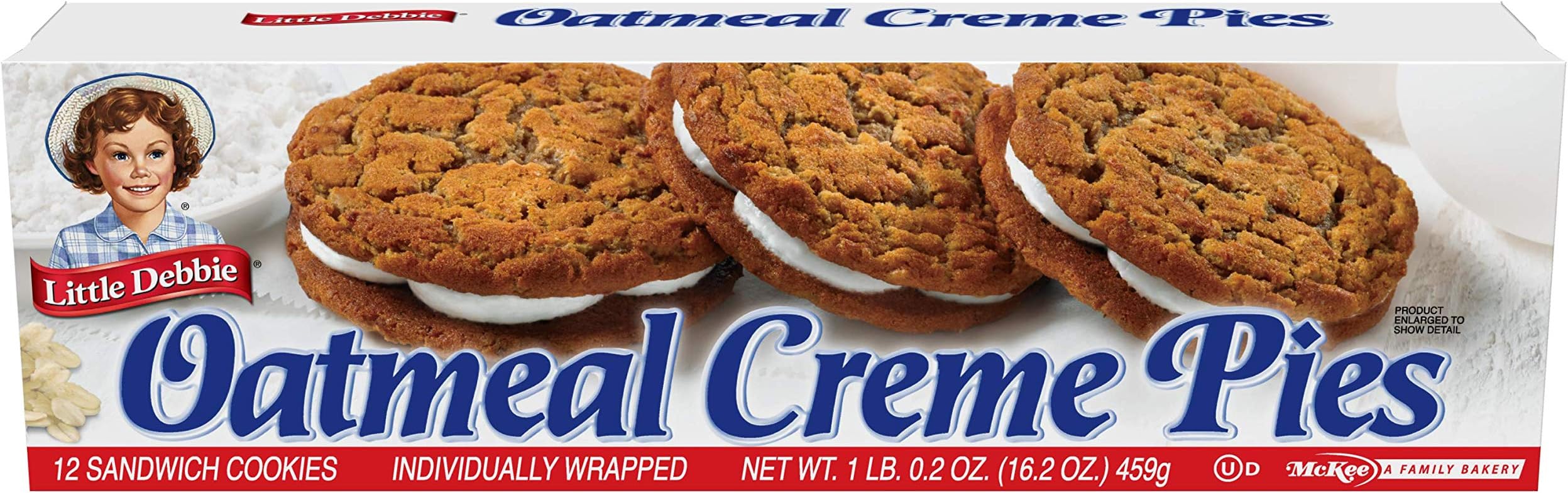 Little Debbie Oatmeal Crรจme Pies, 12 Individually Wrapped Sandwich Cookies, 16.2 OZ Box