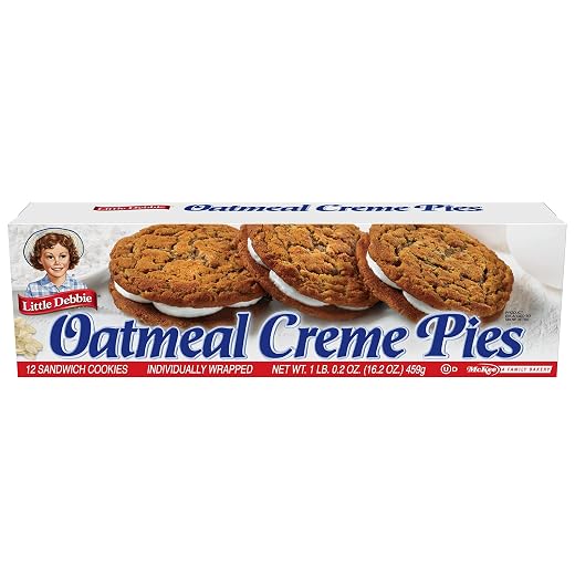 Little Debbie Oatmeal Crème Pies, 12 Individually Wrapped Sandwich Cookies, 16.2 OZ Box