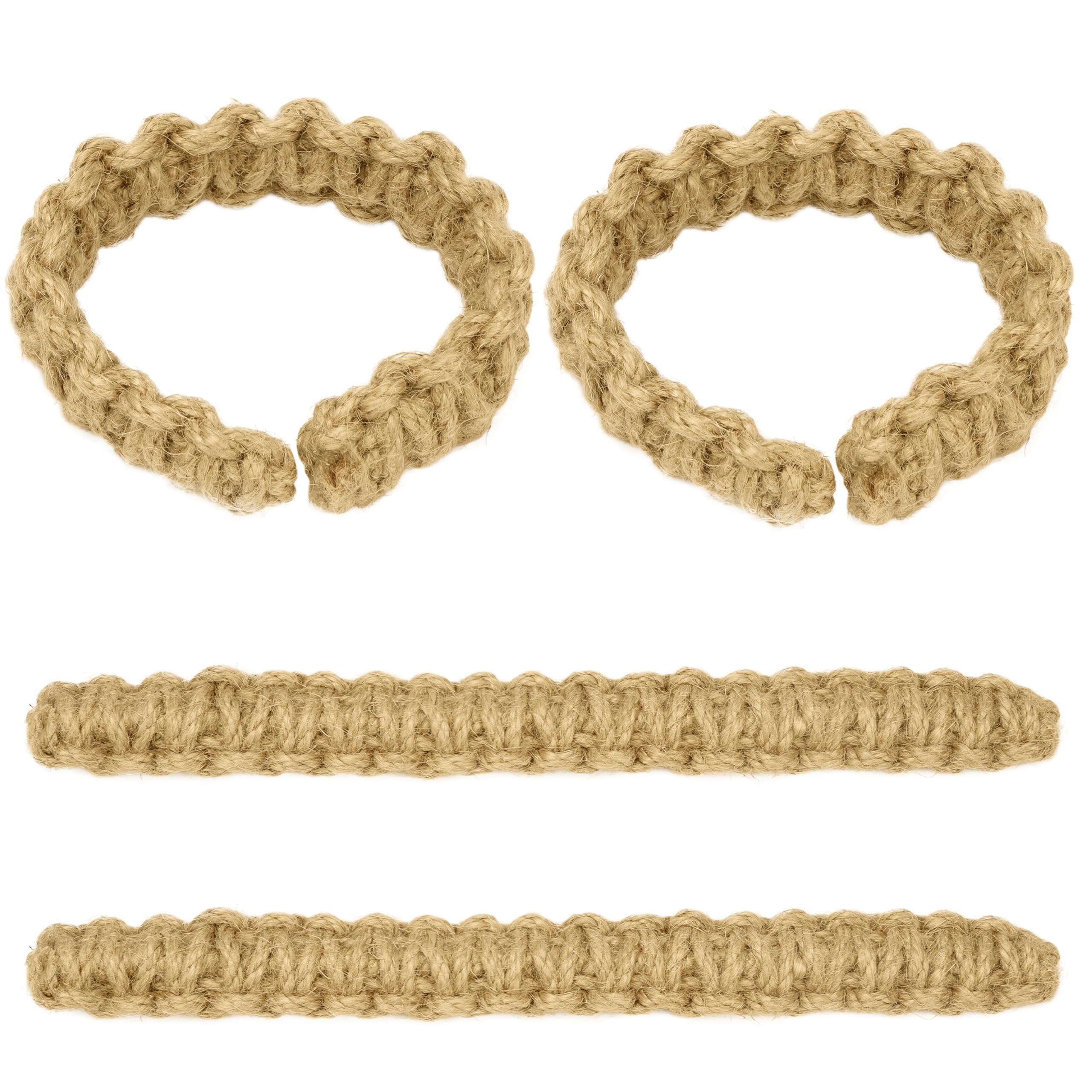 Belle Vous 4 Pack of Rustic Hemp Rope Curtain Tiebacks - Boho Hand Knitted Tie Backs for Window Drapes/Draperies - Decorative Braided Curtain Ties for Home, Office or Living Room Decor