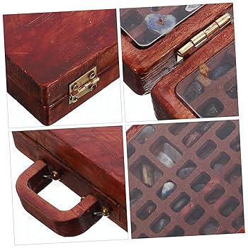 木箱　コレクション箱　岩石　石アート　化石　作品　陶器　収納　収集　整理　箱 木箱 コレクション箱 岩石 石アート 化石 作品 陶器 収納 収集