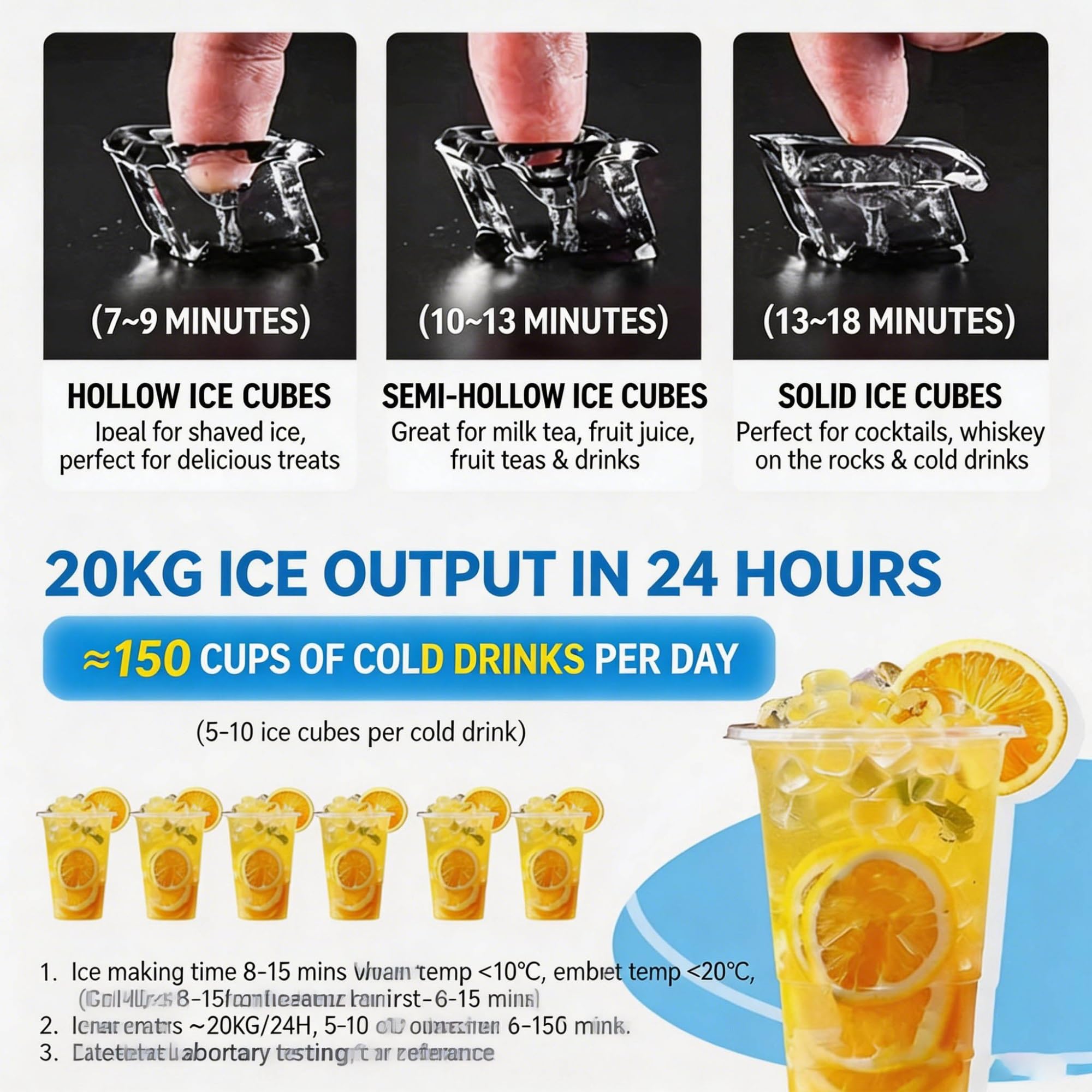 Máquina for hacer hielo en encimera: fabricación rápida de hielo en 8 minutos, producción diaria de 11,8 kg, 24 cubos cuadrados por lote, tanque de 1,6 l sin plomería