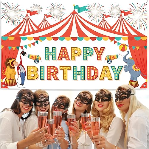 Miniatura 8 de KatchOn, Cartel de feliz cumpleaños de Carnaval XtraLarge - 72 x 44 pulgadas Decoraciones de fiesta temática de carnaval Decoraciones de fiesta de