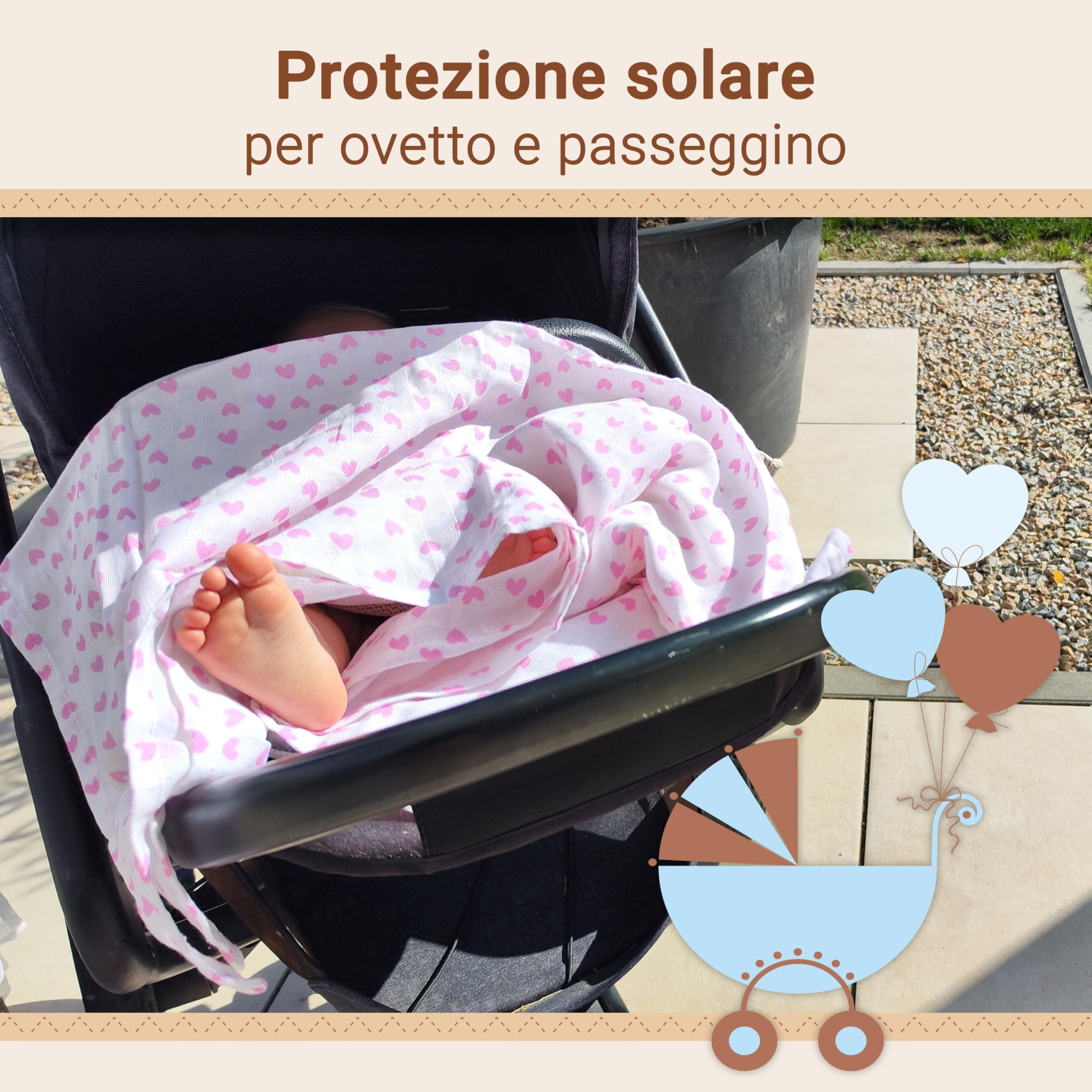 ZOLLNER 5 mussole in musselin - 80x80 cm in cotone morbidissimo - panni soffici e sensibili sulla pelle - rosa bianchi con box regalo - lavabili a 60°C - certificati OEKO TEX (R)