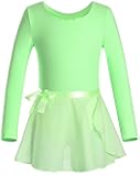 Girls Team Basic Long Sleeve Leotard with Skirt Kid Dance Ballet Tutu Dress