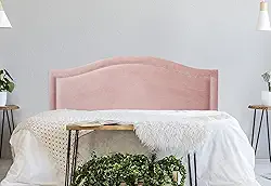 Cabeceira Casal Curva Luxo 140x60 Veludo Rosê - Tachas Prata