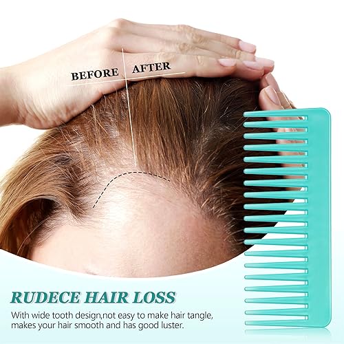 Miniatura 42 de Patelai Peine de dientes anchos, peine desenredante grande para cabello rizado, húmedo y seco, sin mango, accesorios desenredantes (ámbar)