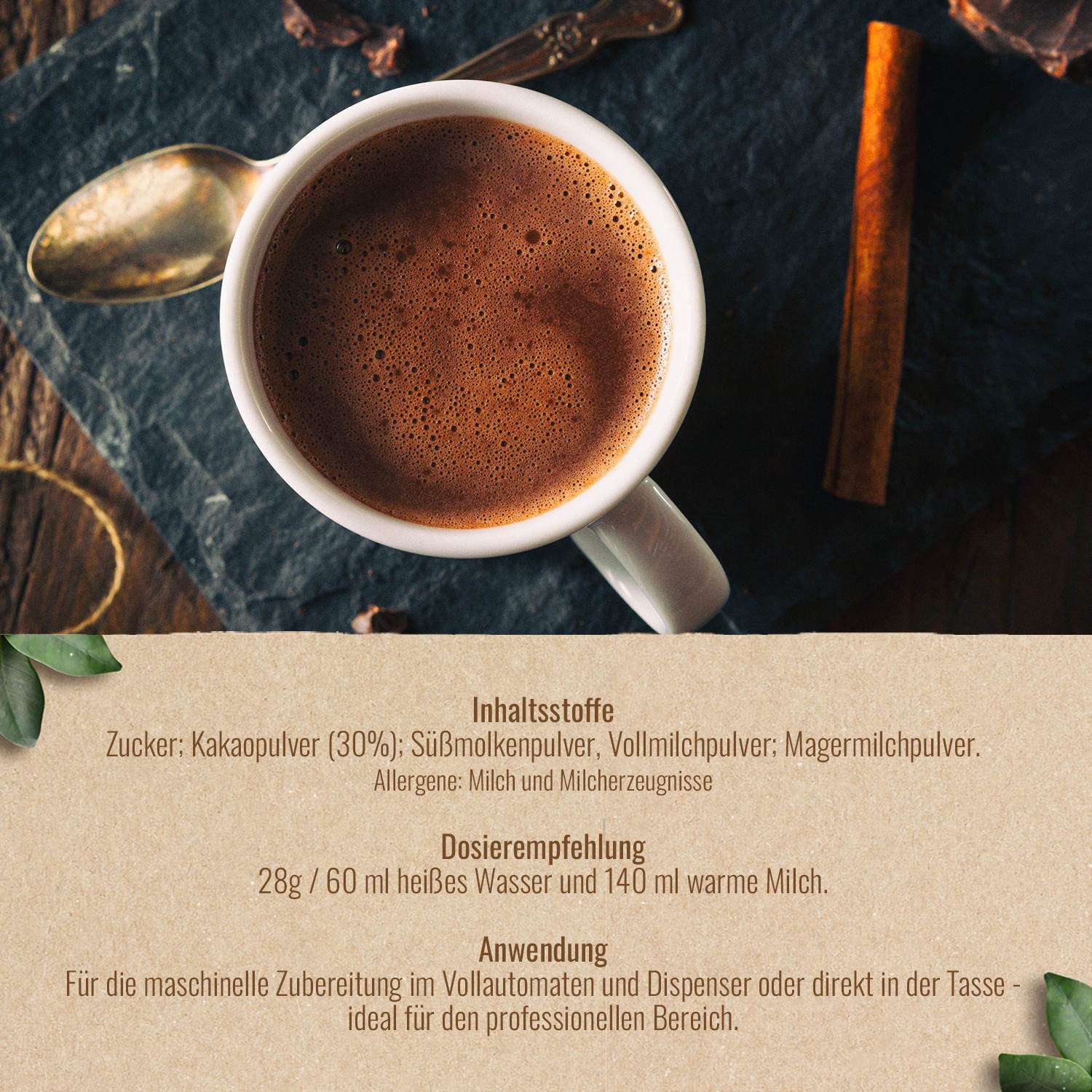 Cocoa Fantasy Dark, Instant Kakaopulver, 30% Kakaoanteil, 10 x 1 kg, 10 kg