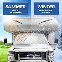 Vista 3 de BougeRV Cubierta de nieve para parabrisas de autocaravana para clase C, Ford E450 1997-2024, cubierta de parabrisas para hielo y nieve, cubierta