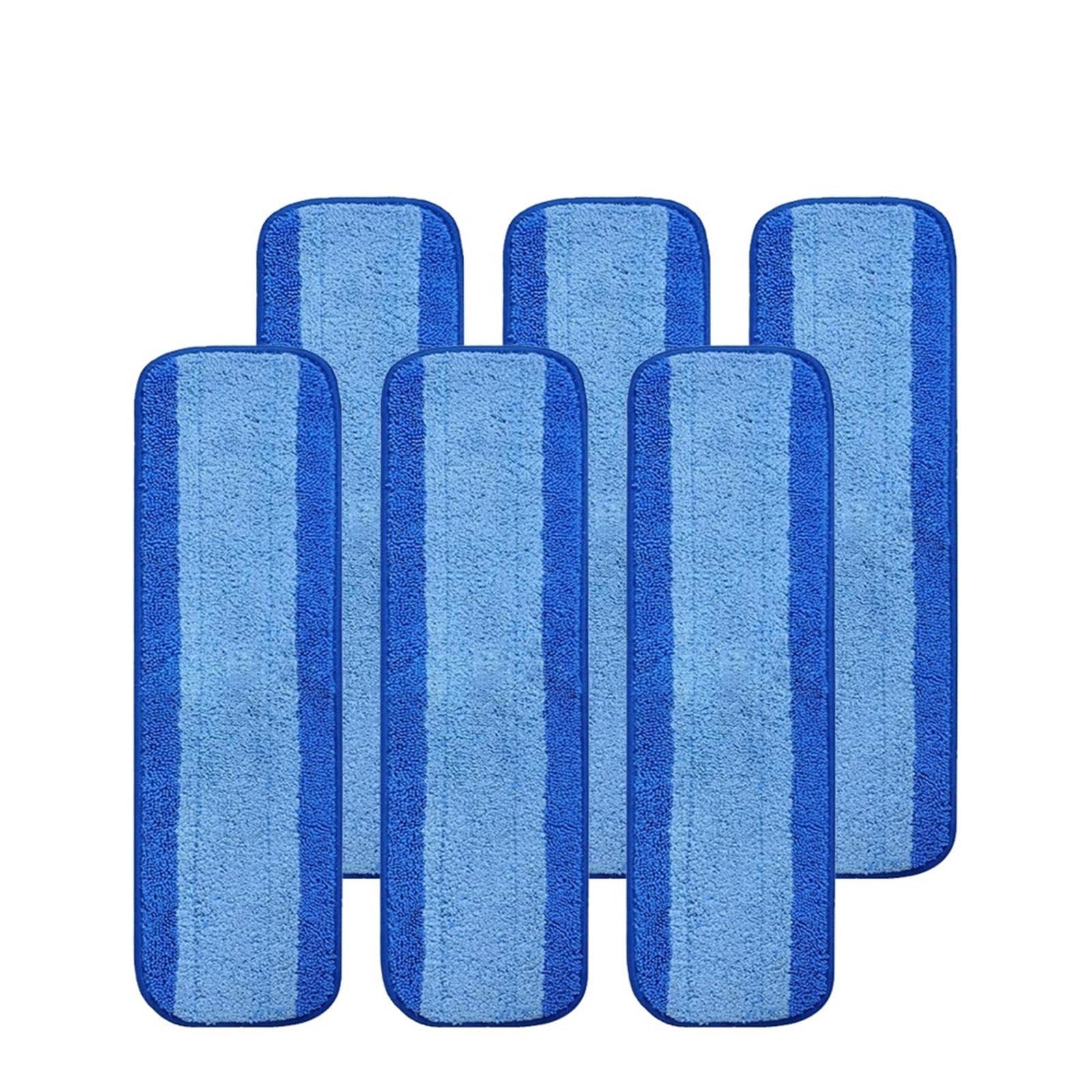 Almohadilla para Trapeador Paño de mopa microfibra 46x14cm, cabezal repuesto a rayas azules, almohadillas limpias for pegar placa reutilizable, adecuadas for fregonas Bona Para fregar el suelo(6pcs)