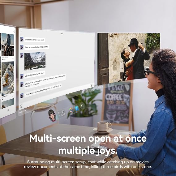 AR Spatial Glasses Silver, AR Glasses Max2 Silver with Station2, 360 Micro-OLED Three-Screen Display