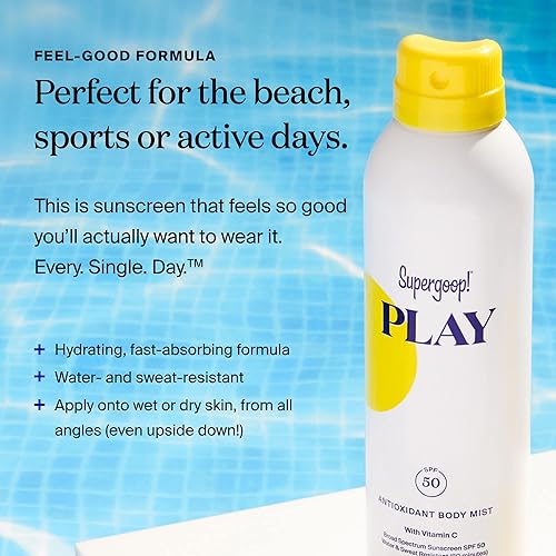 Miniatura 3 de Supergoop! PLAY SPF 50 - Spray antioxidante corporal con vitamina C, 3 onzas líquidas, paquete de 2 unidades, protector solar de amplio espectro