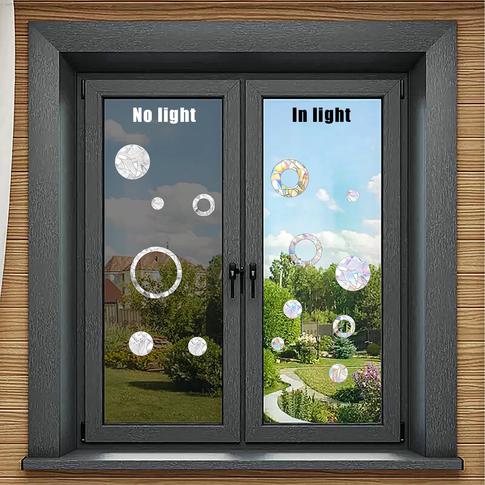 Abeillo Suncatcher Lot de 29 autocollants pour fenêtre - Ronds - Protection contre les oiseaux - Prisme - Anti-collision - Autocollants réfléchissants (anneaux, cercles)