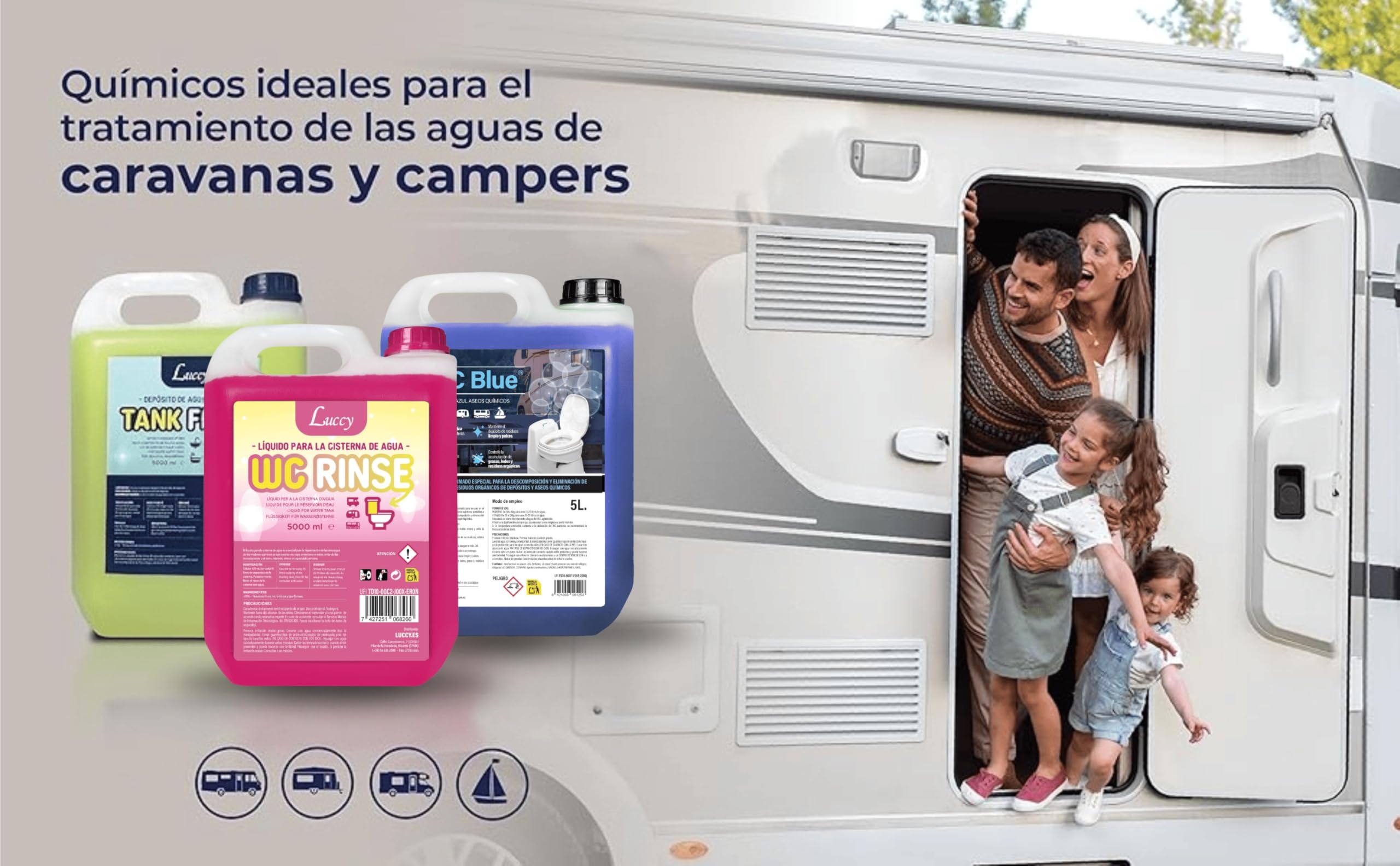Pack WC Rinse 5L + WC Blue 5L | Aditivo para Cisterna del Inodoro y Aditivo para Aguas Negras de Caravanas y Campers