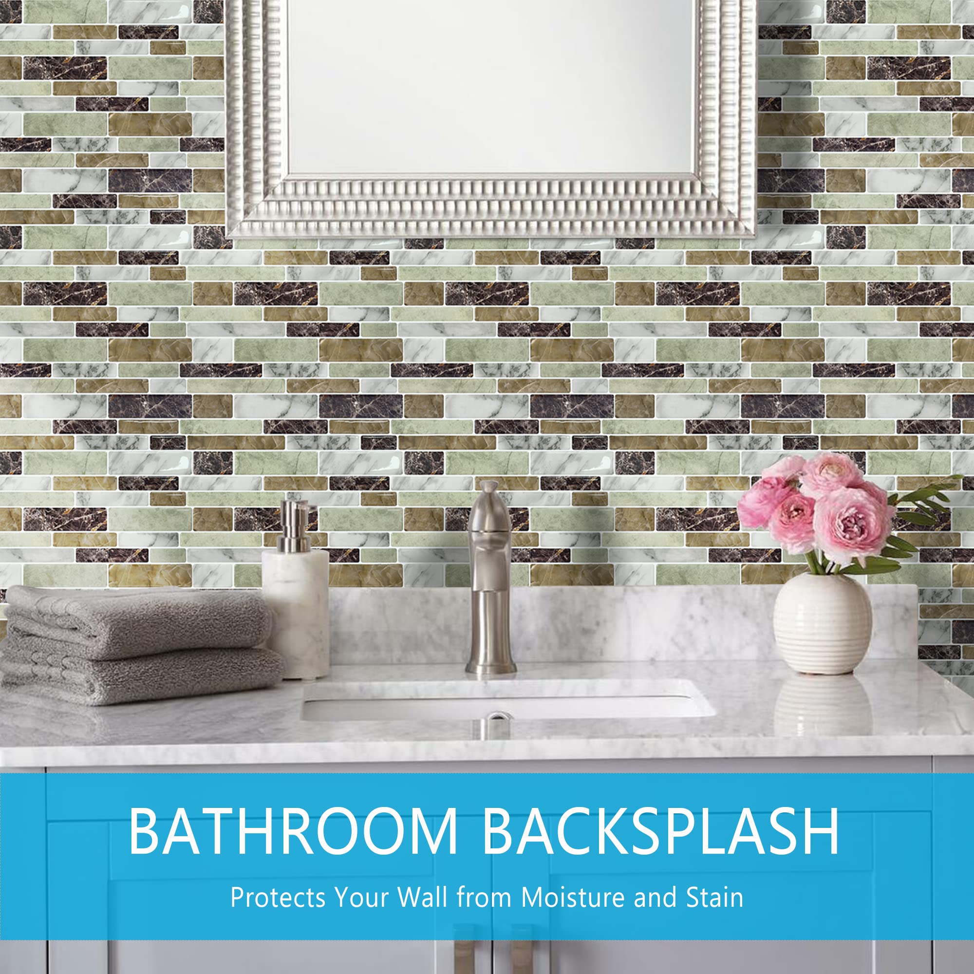 AdoDecor 10 Hojas De Azulejos De Despegar Y Pegar, 12 X 12 Pulgadas,  Adhesivo De Pared Premium Para Pegar En Azulejos De Cocina Beige, image size:2000x2000