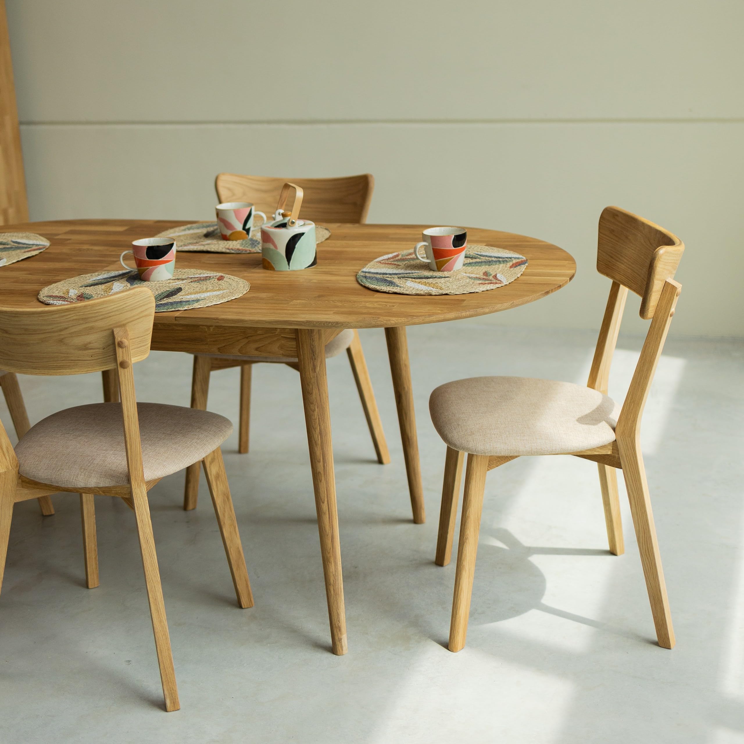 Esstisch Scandi 2 (oval, ausziehbar) • Ideal als großer Konferenztisch • Holztisch aus Massivholz (Eiche) • Eiche Natur • Tisch (140-175 x 90 x 75 cm)