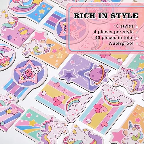 Miniatura 2 de Containlol 40 marcapáginas magnéticas de unicornio de regalo de regreso a clases, bonitos clips de página, marcadores de página a granel para aula,